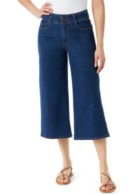 CUTE LONG WIDE-LEG DENIM PANTS, WOMEN TROUSERS BLUE JEANS (BA005)