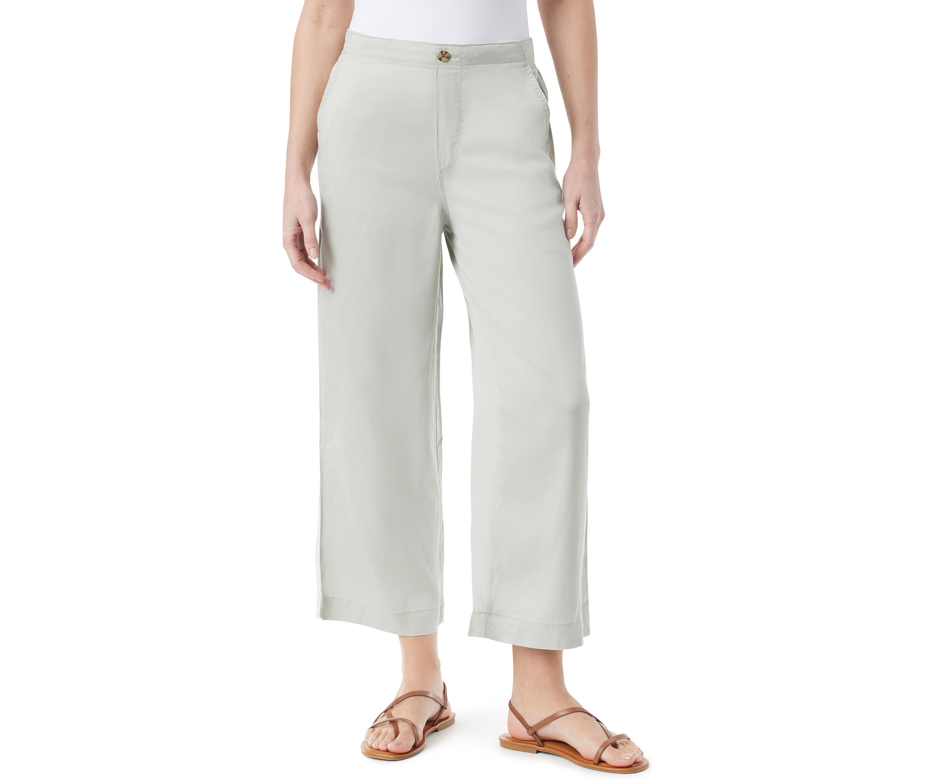 Womens Cropped Wide Leg Pants