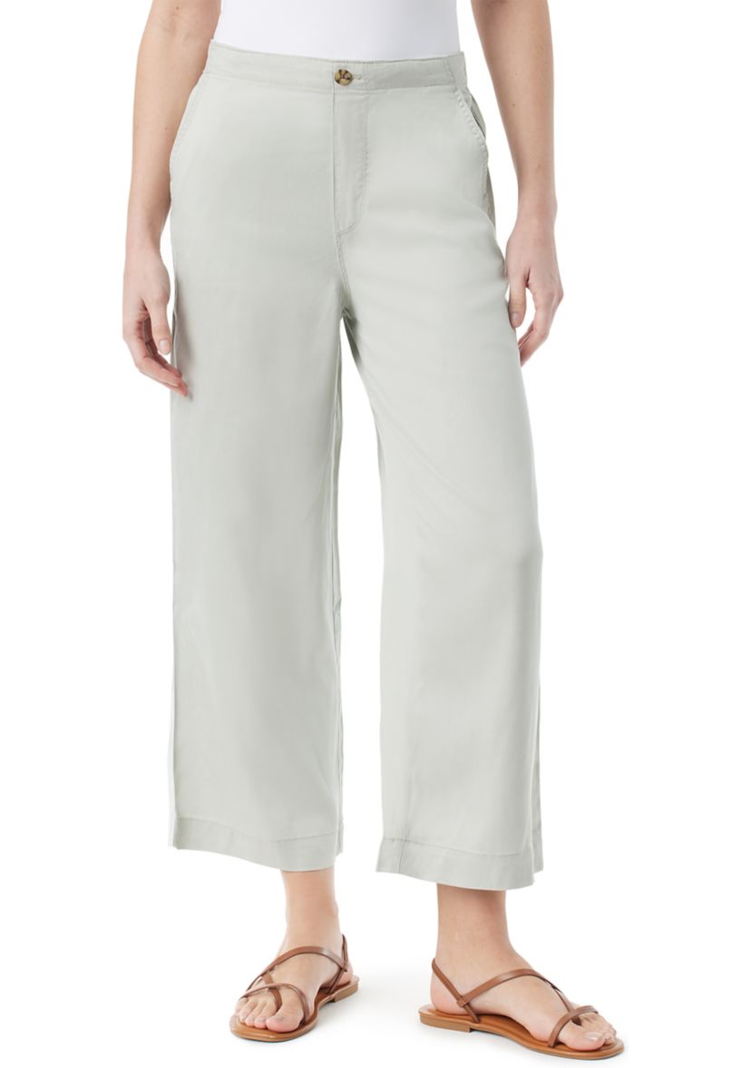 Womens Cropped Wide Leg Pants