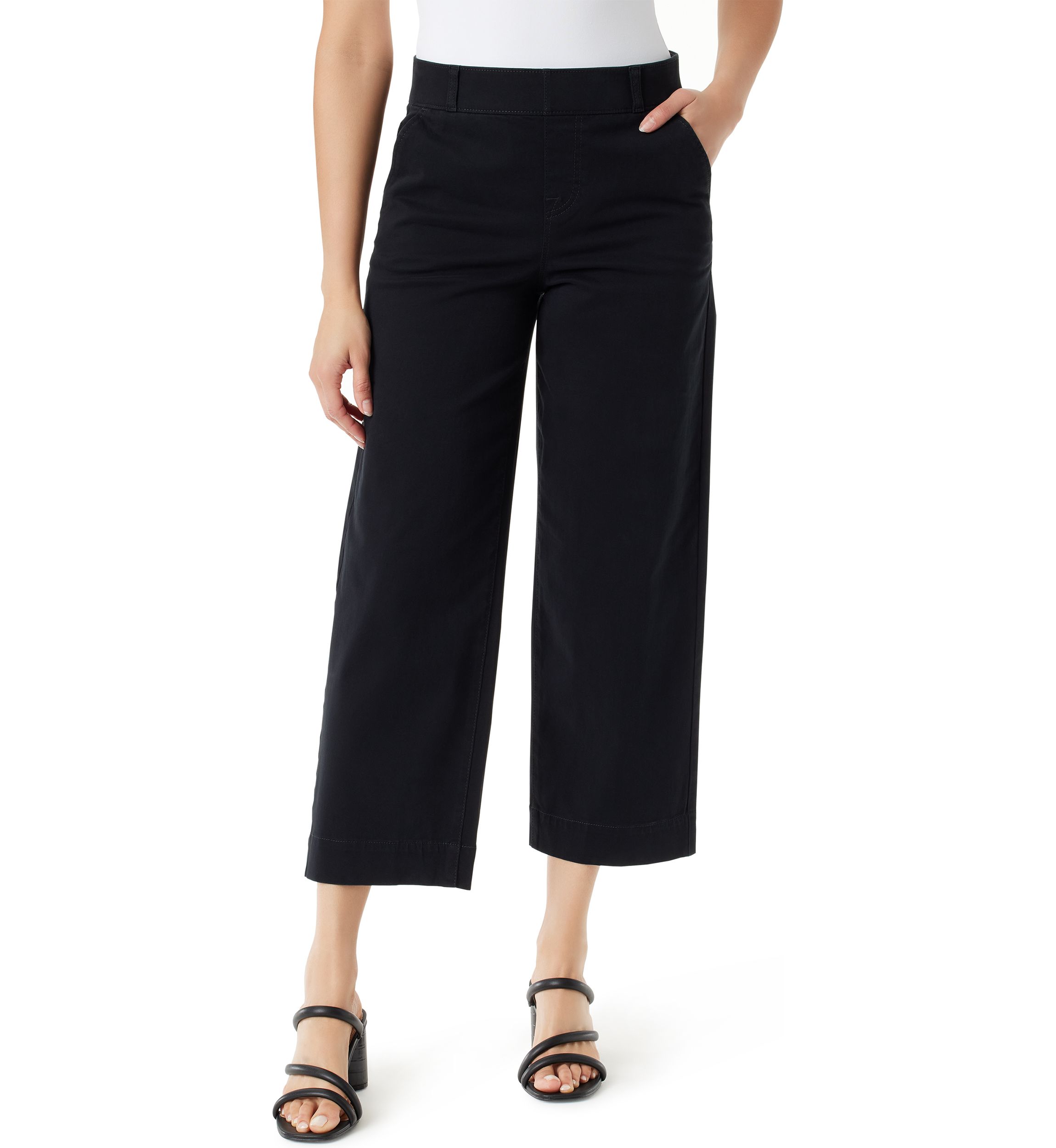 Womens Wide Leg Cropped Pants