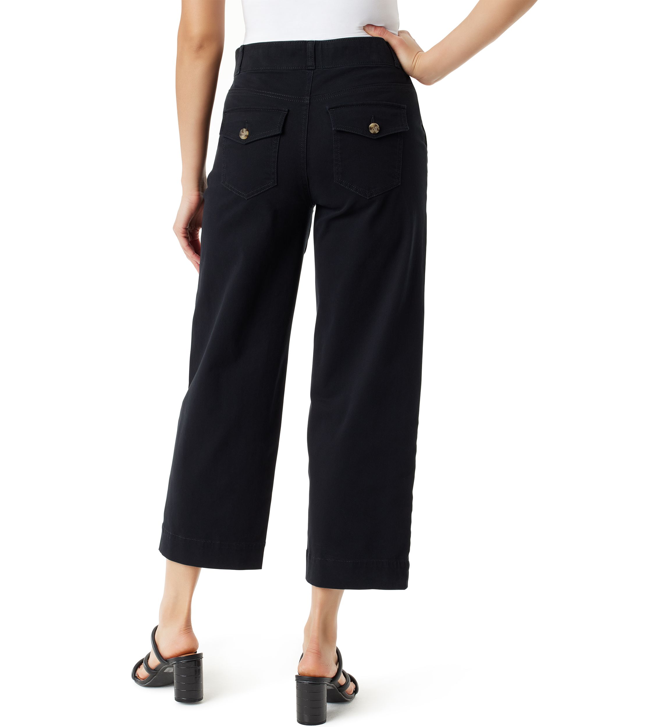 Womens Wide Leg Cropped Pants