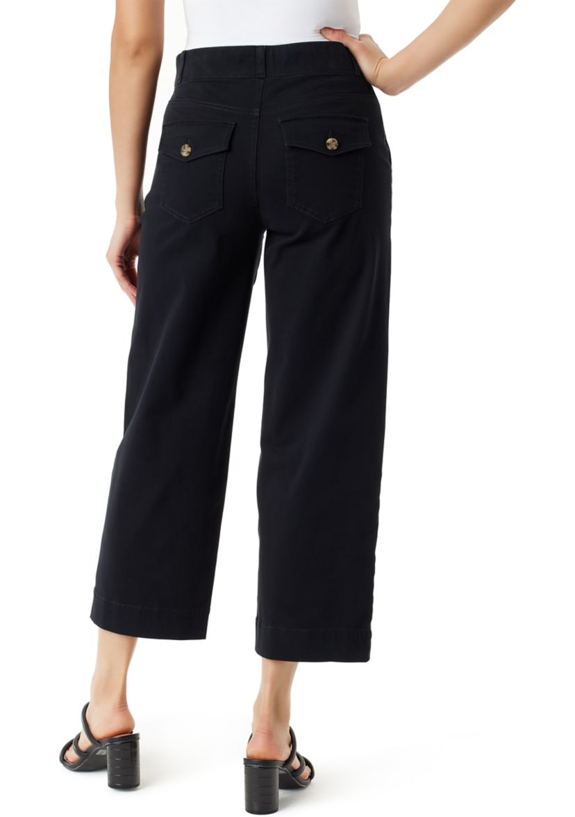Womens Wide Leg Cropped Pants