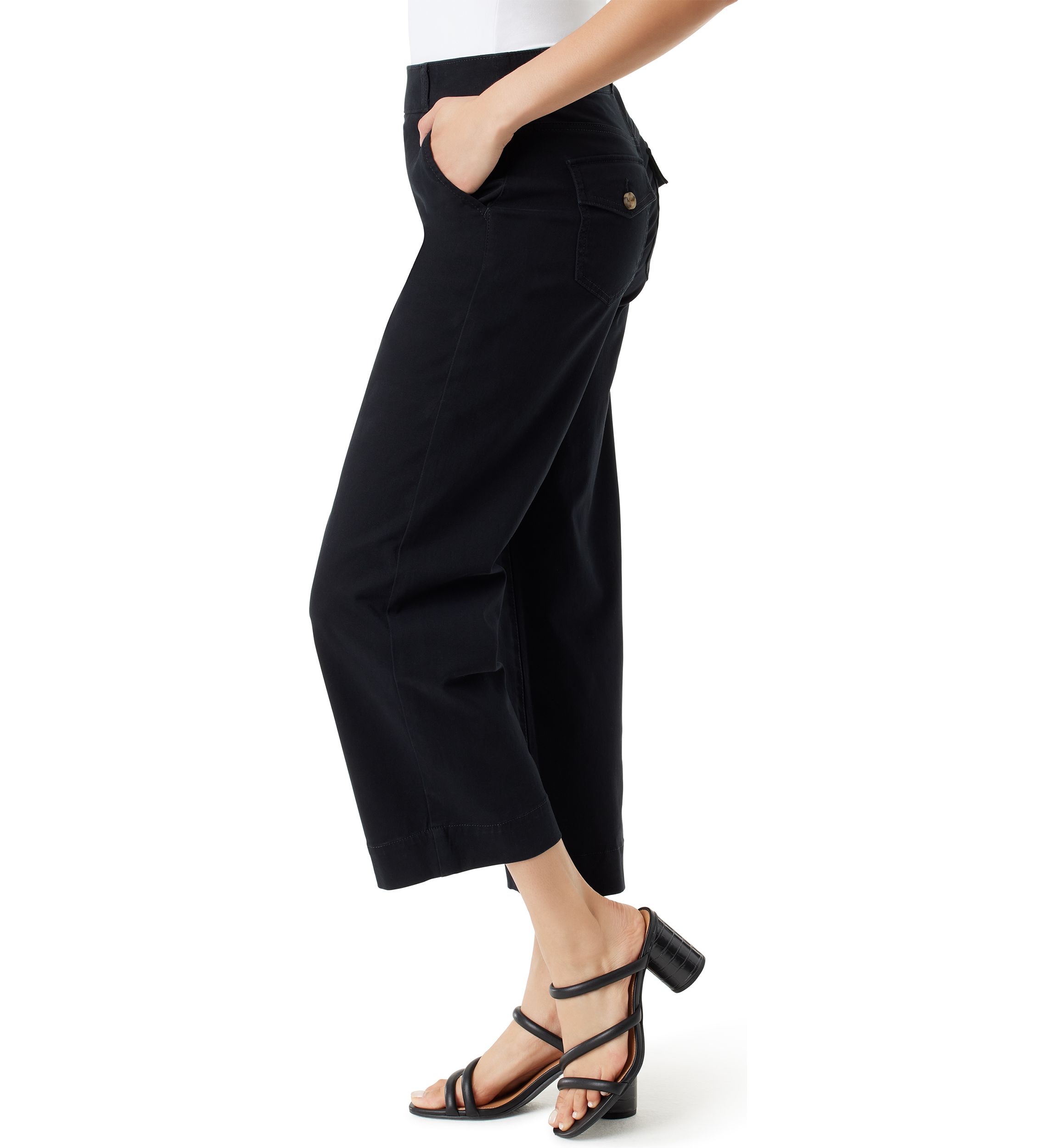 Womens Wide Leg Cropped Pants