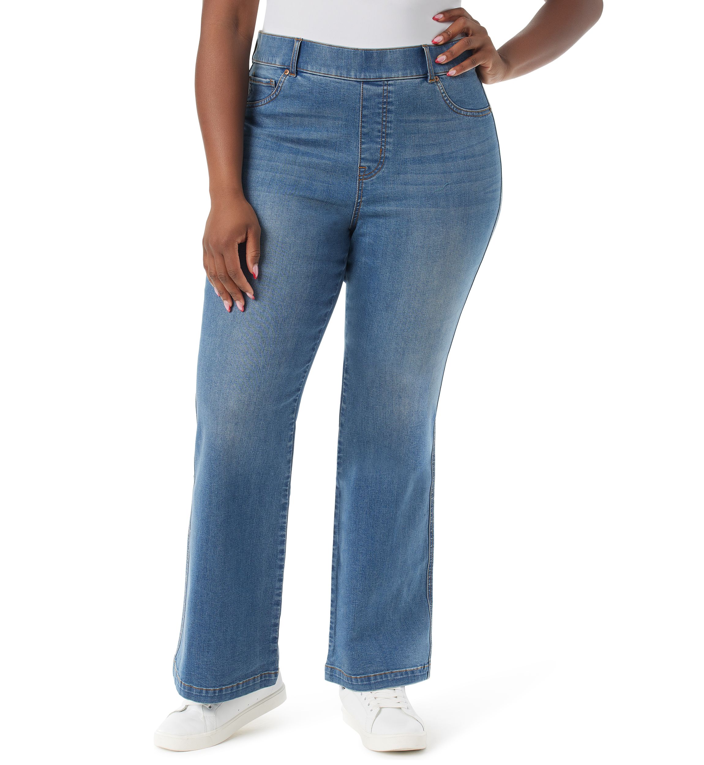 Plus Size Shape Effect Flared Leg Denim Jeans