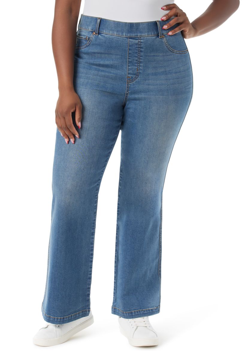 Plus Size Shape Effect Flared Leg Denim Jeans