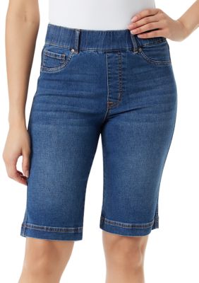 DKNY Jeans Women's Comfort Stretch Pull-On Bermuda Short (Medium Wash,  Medium) at  Women's Clothing store