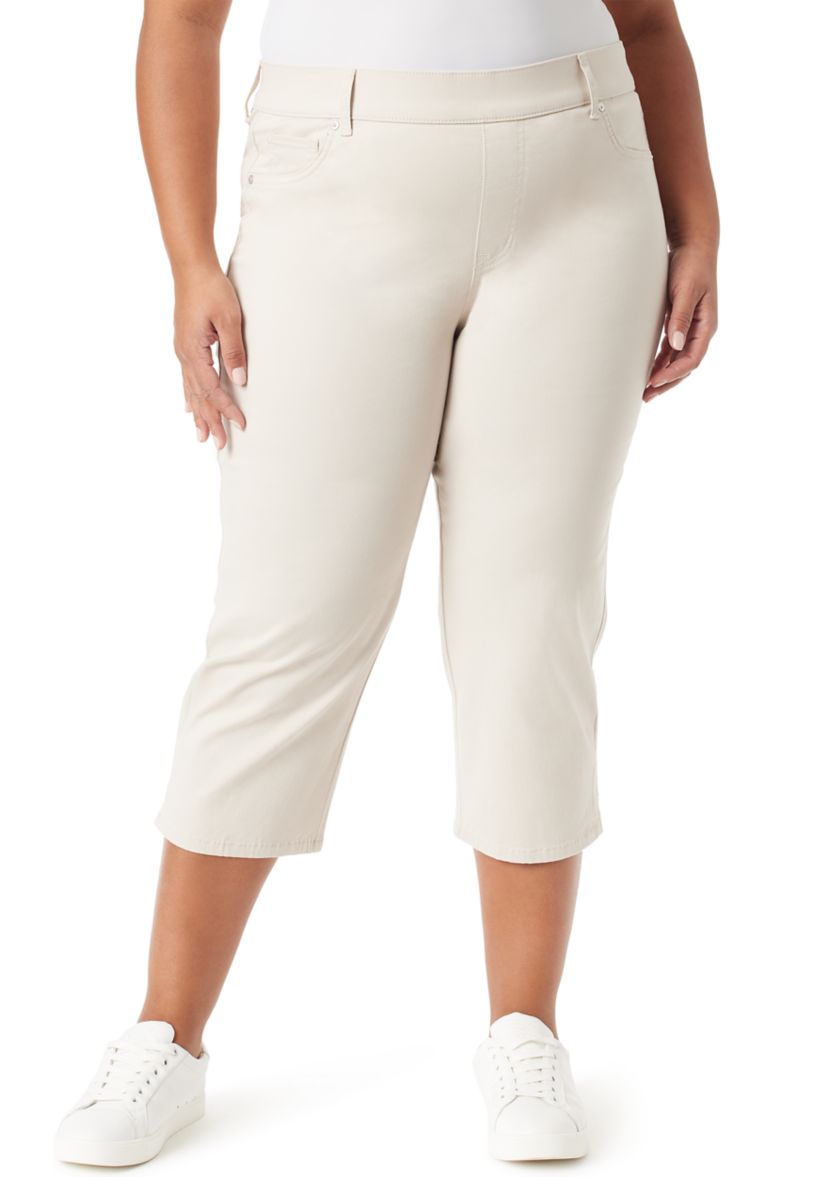 Plus Size Shape Effect Capri Pants