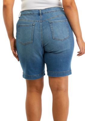 Plus Shelby High Waisted Black Denim Short