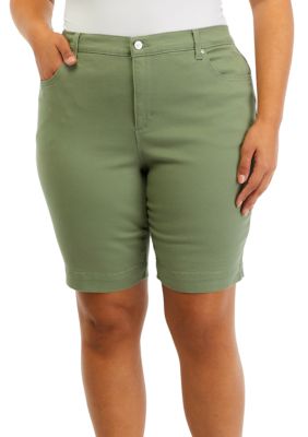 Calvin Klein Performance Womens Sage Green Elastic Waist Drawstring Shorts  1X