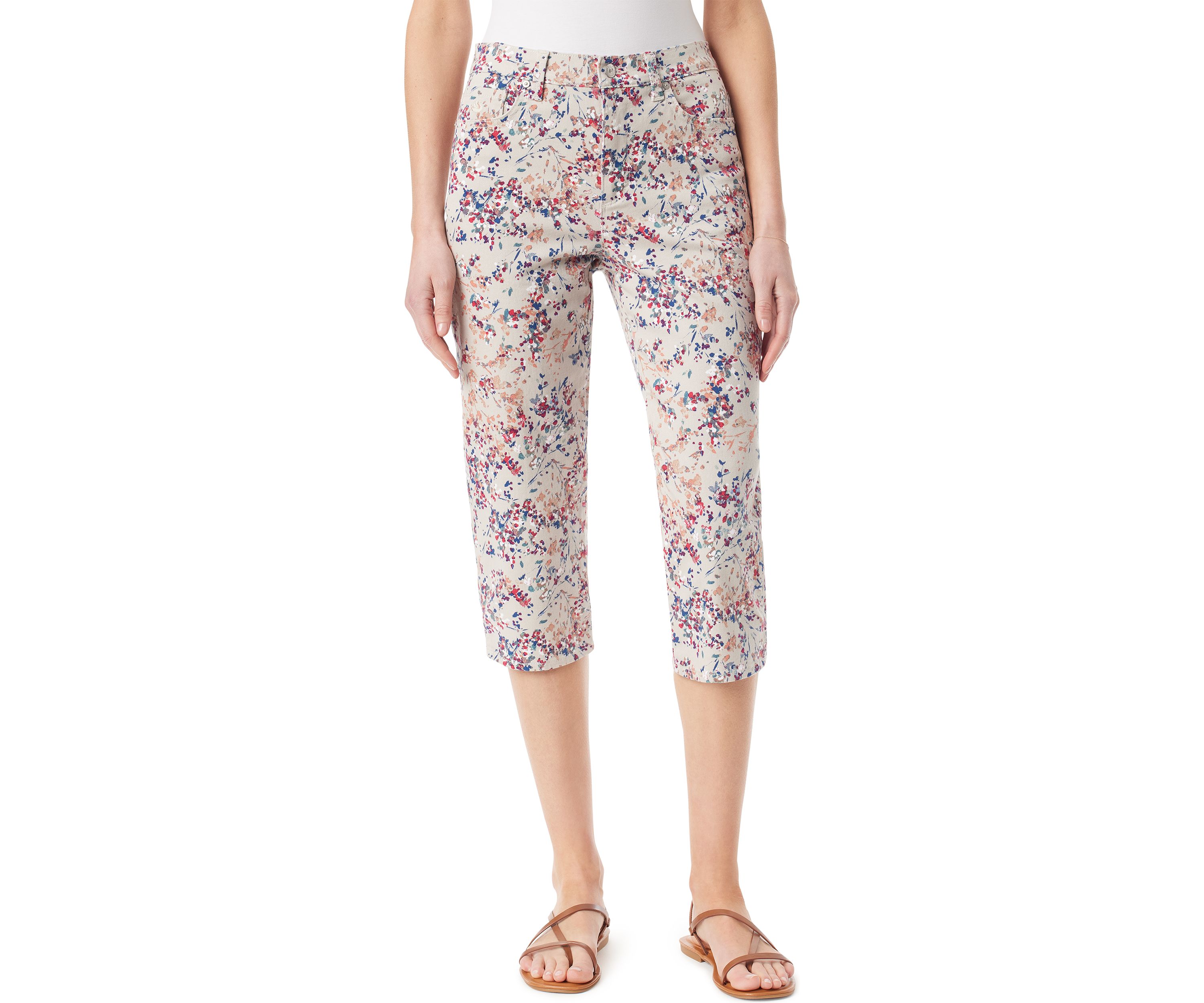Womens Amanda Printed Capri Pants with Slit