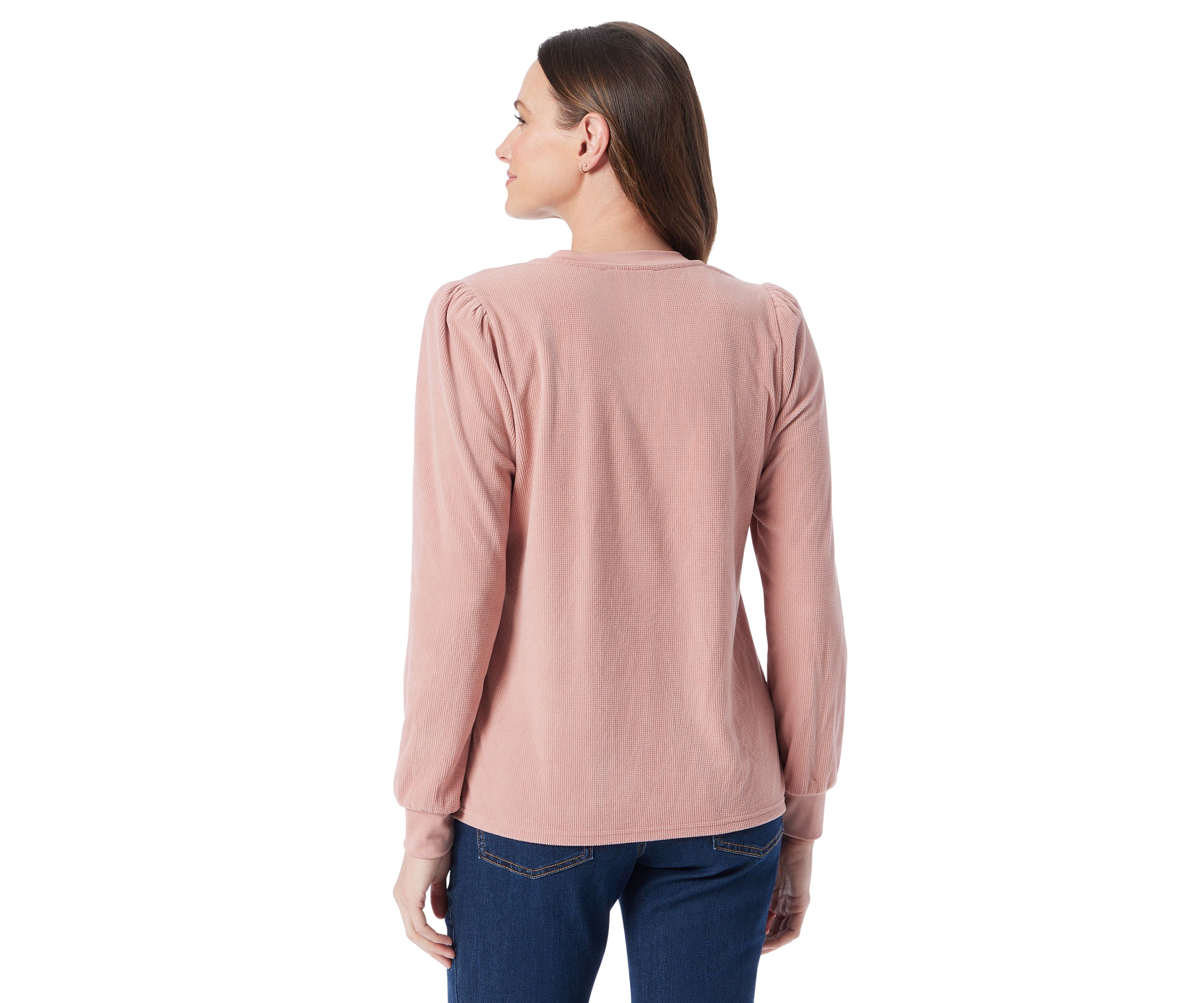 Womens Fatima Waffle Knit Henley Top