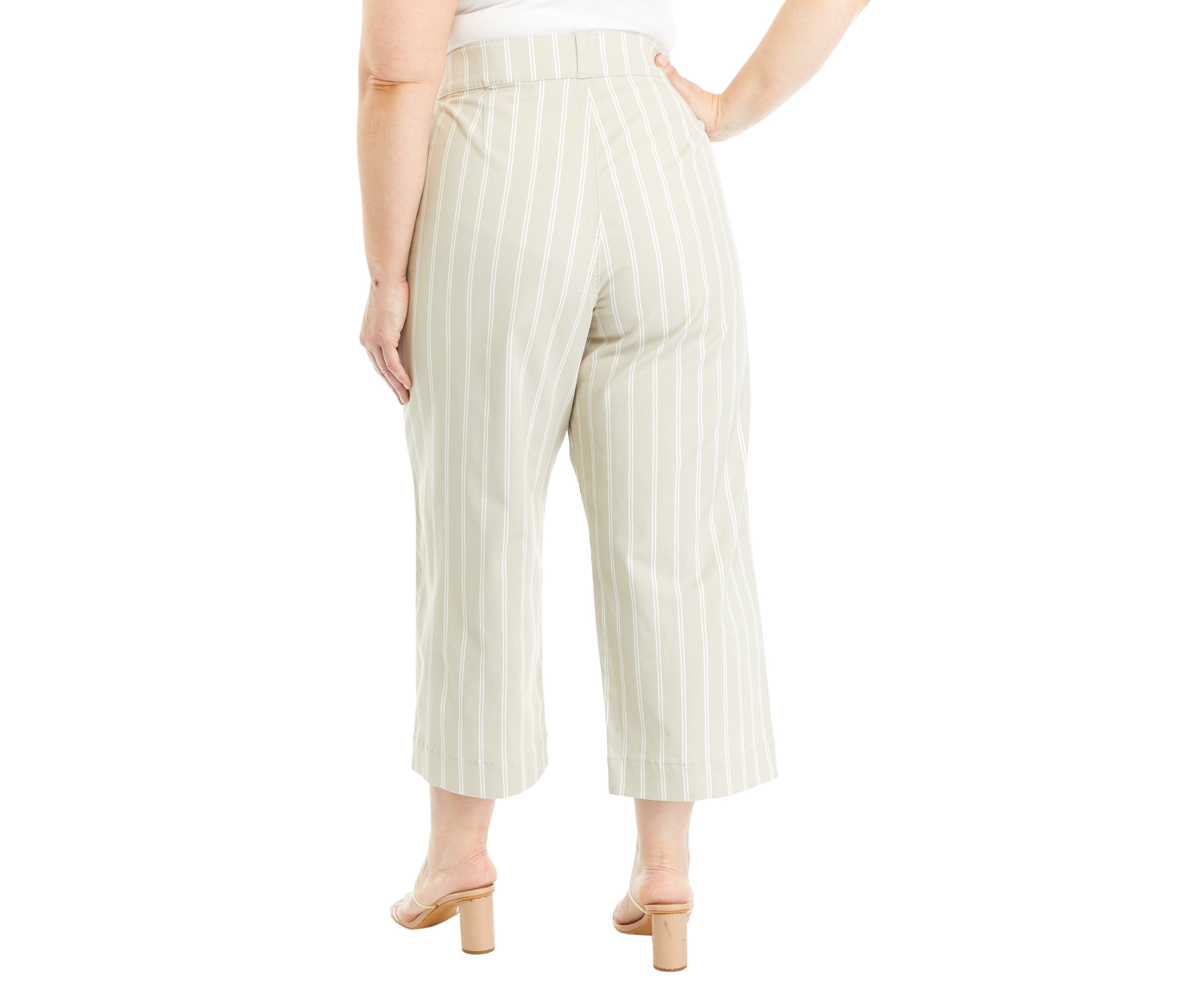 Plus Size Striped Wide Leg Cropped Pants
