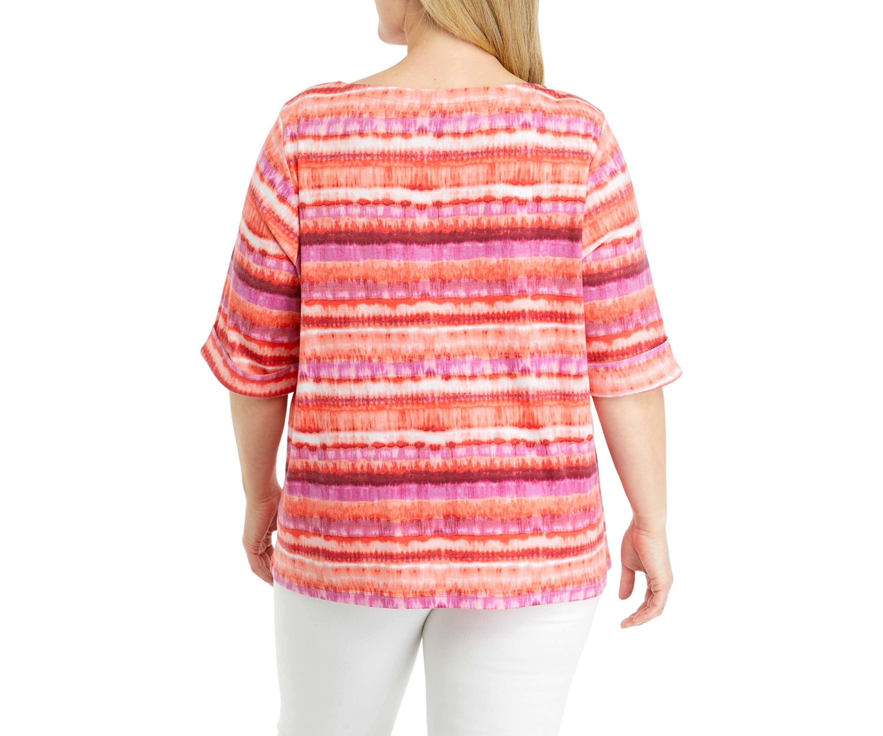 Plus Size Printed Knit Boat Neck Top