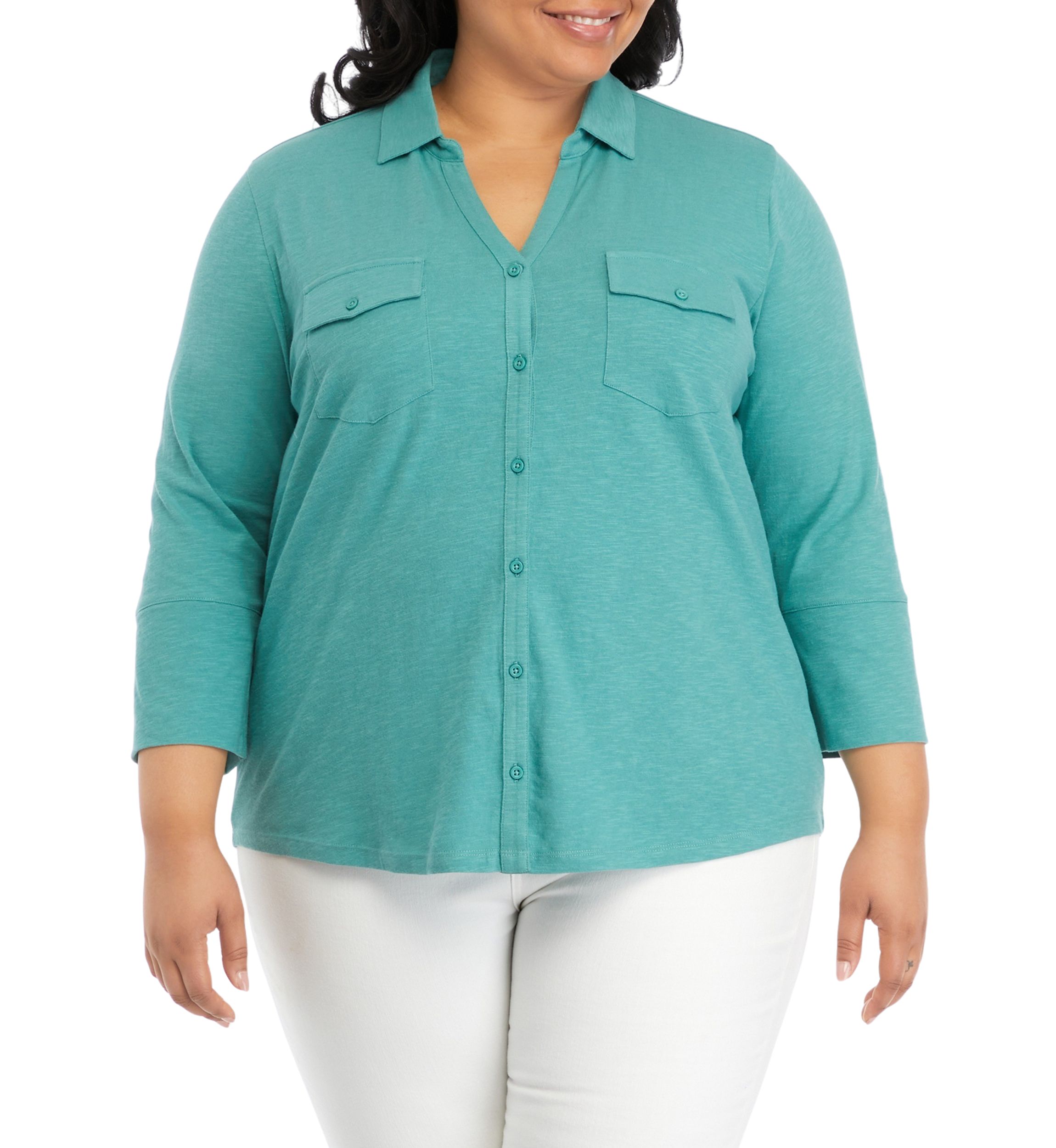 Plus Size Ashten Button Down Knit Top