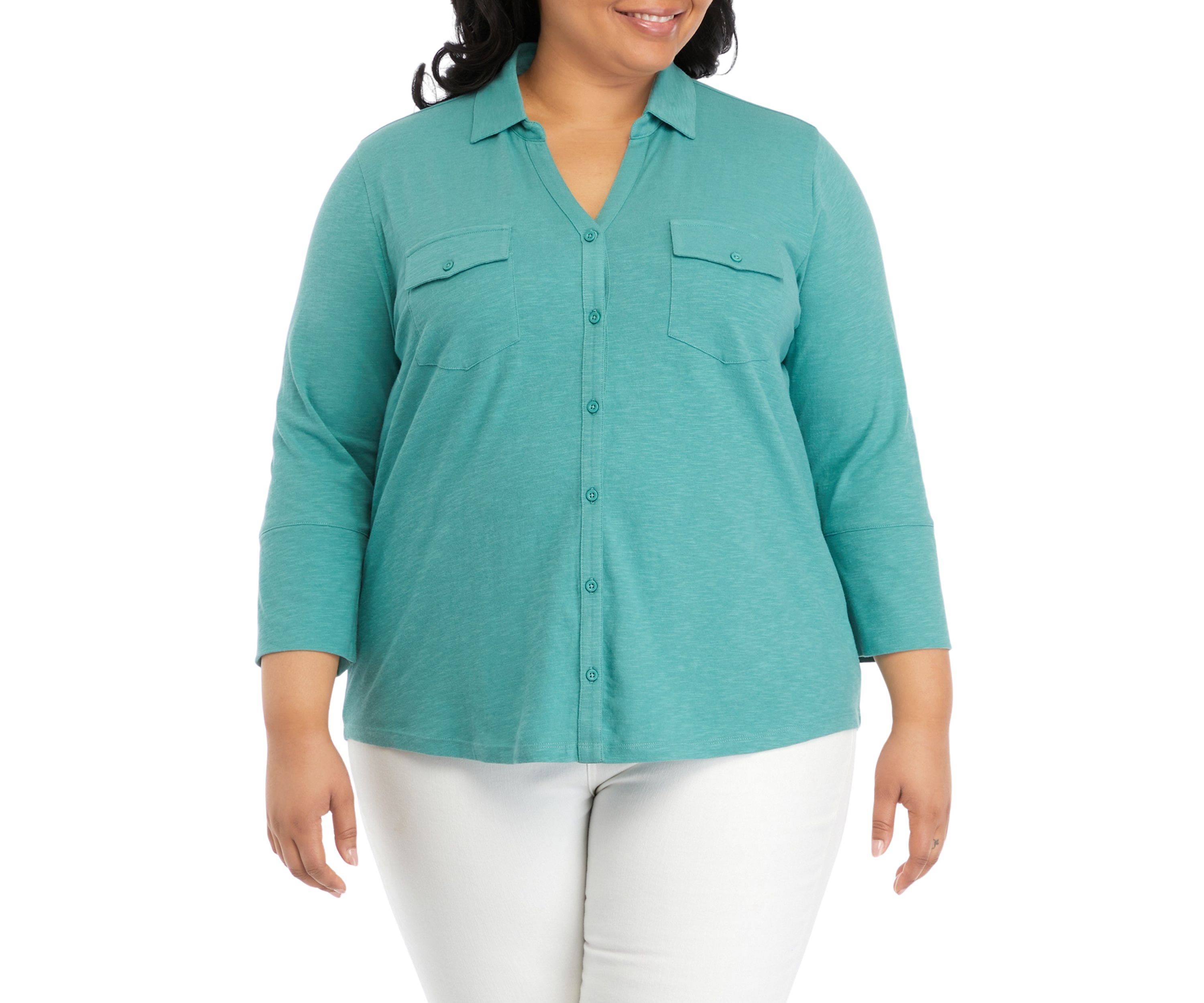 Plus Size Ashten Button Down Knit Top