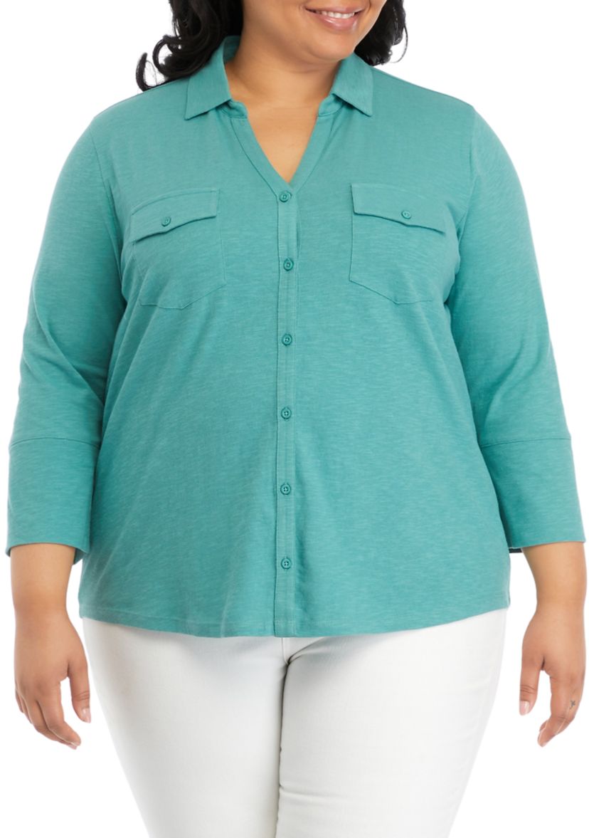 Plus Size Ashten Button Down Knit Top