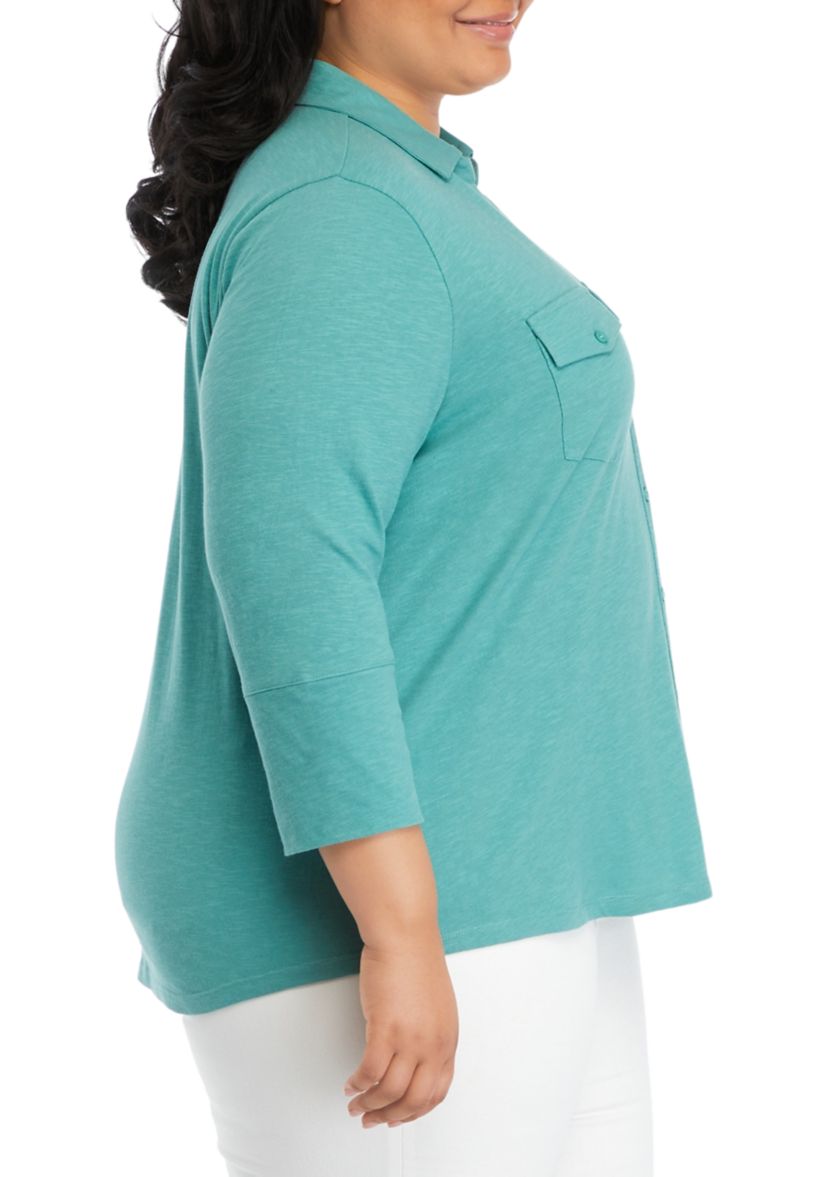 Plus Size Ashten Button Down Knit Top