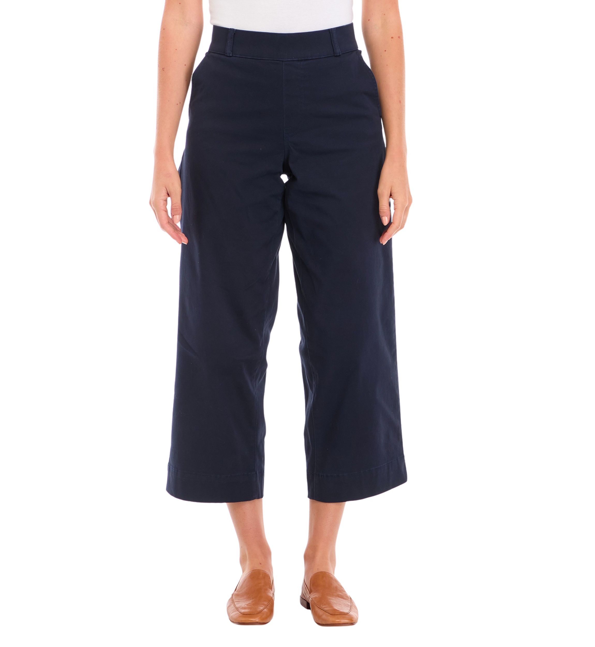 Womens Shape Effect 5 Pocket Wide Leg Crop Jeans