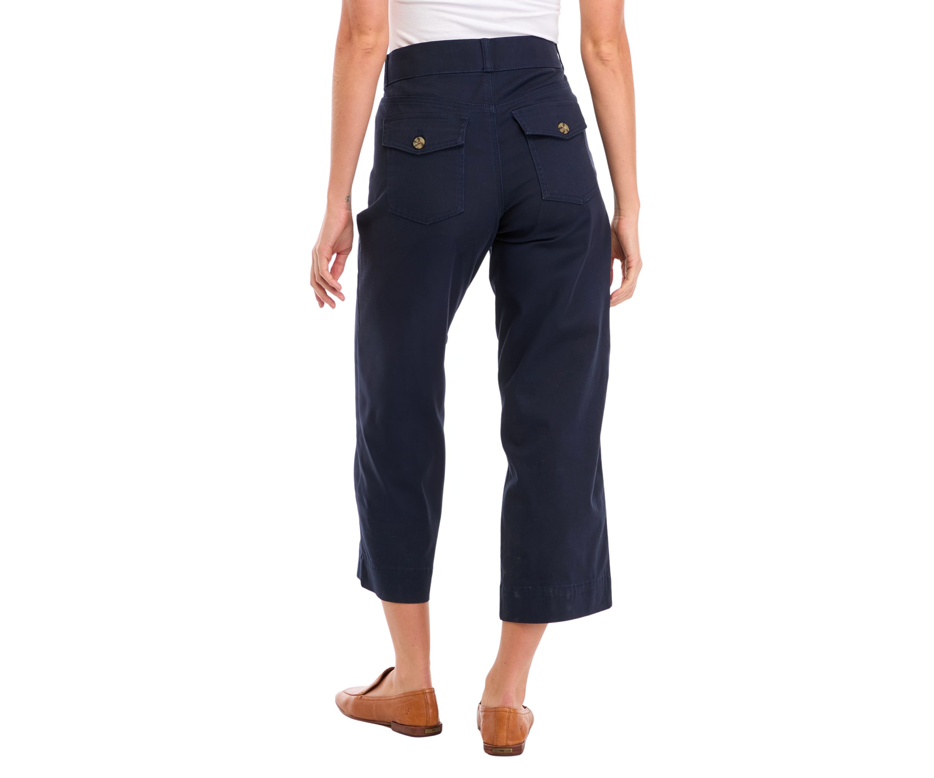 Womens Shape Effect 5 Pocket Wide Leg Crop Jeans