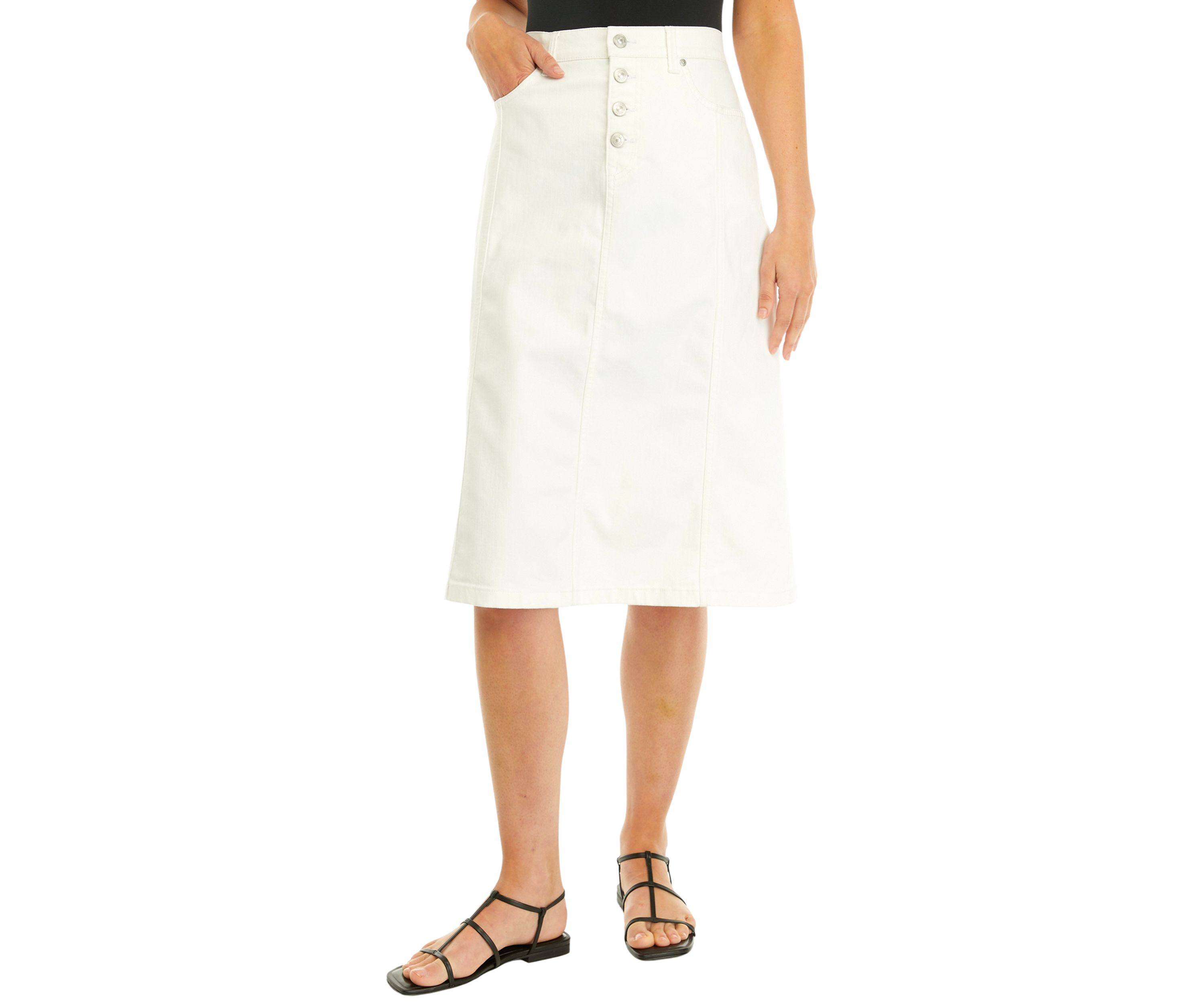 Womens Paneled Button Fly Skirt