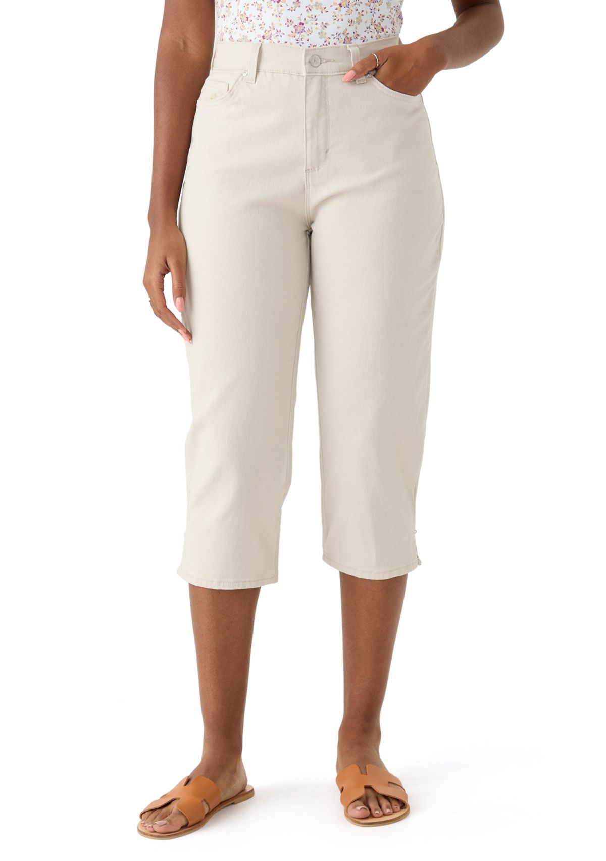 Womens Amanda Capri Pants with Side Slit