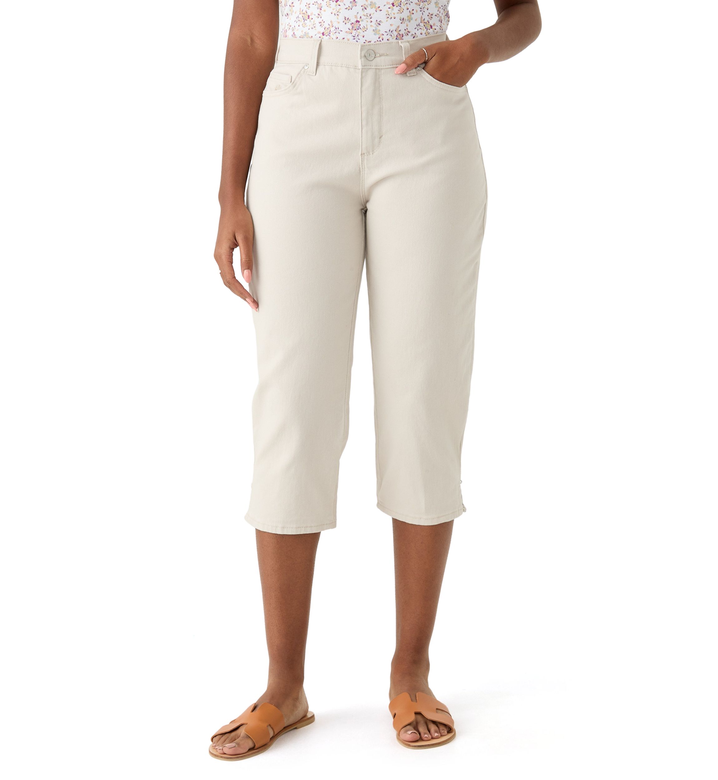 Womens Amanda Capri Pants with Side Slit