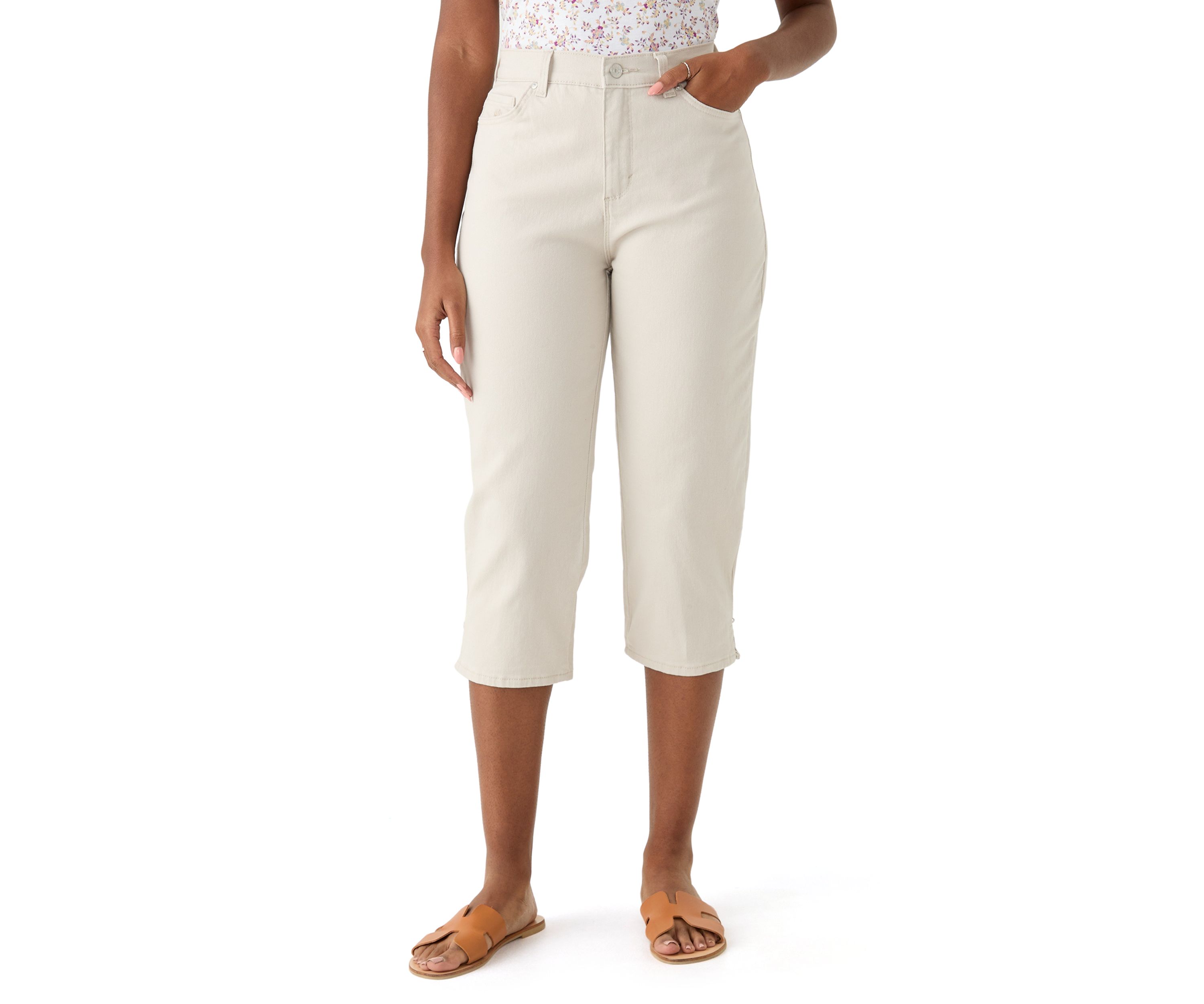 Womens Amanda Capri Pants with Side Slit