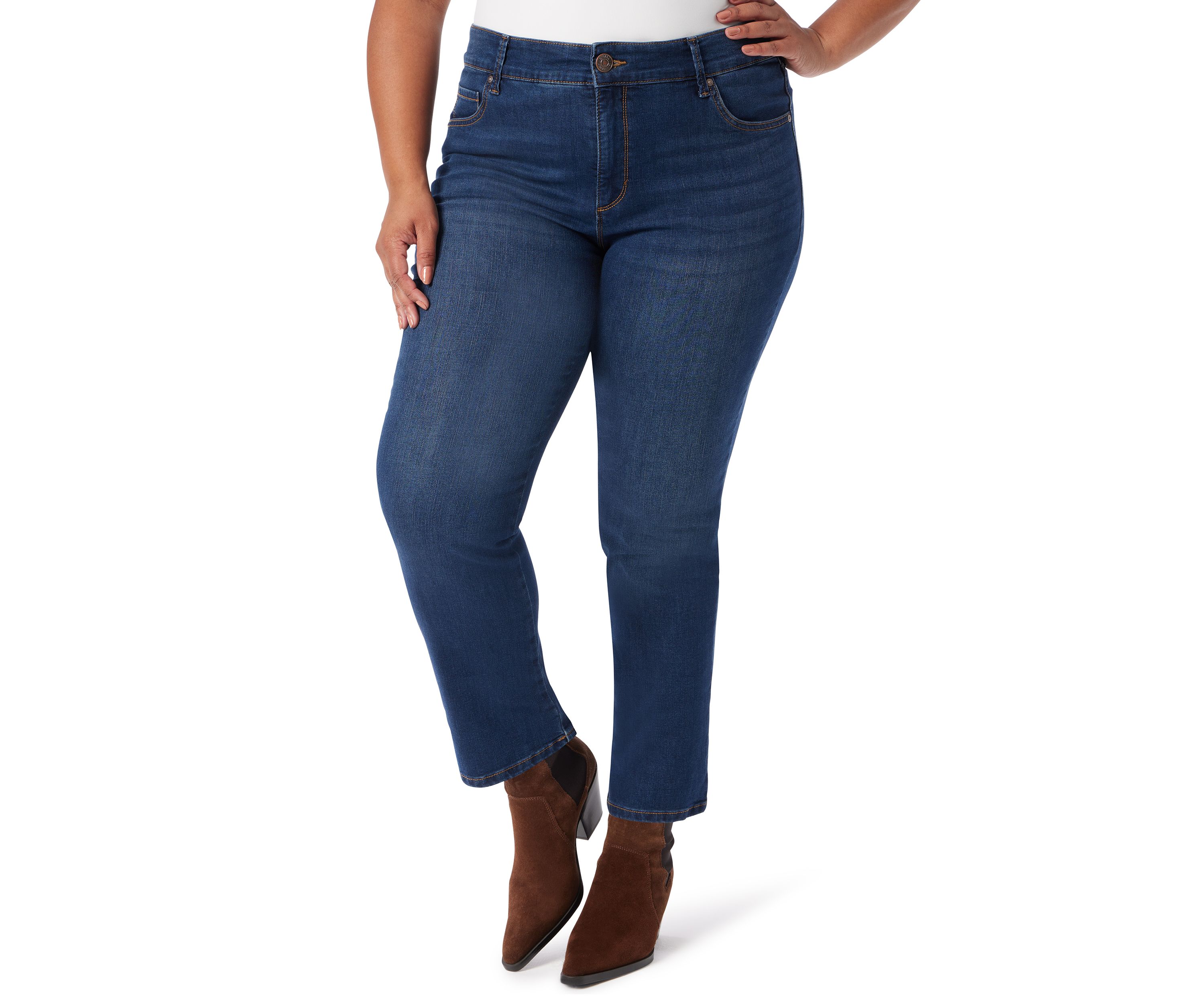 Plus Size Shape Effect Straight Jeans