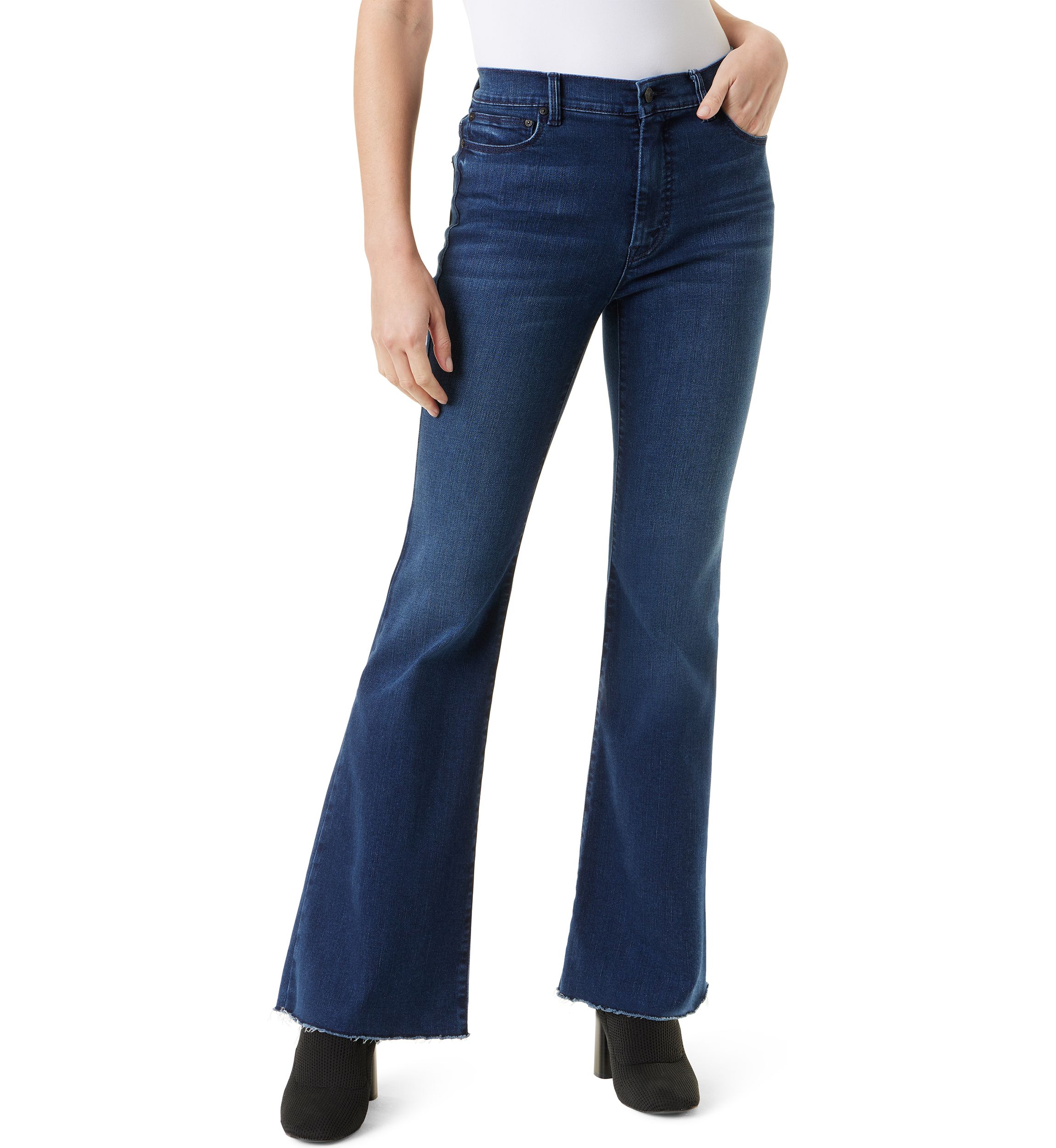 Womens Dakota Flare Jeans with Cut Hem