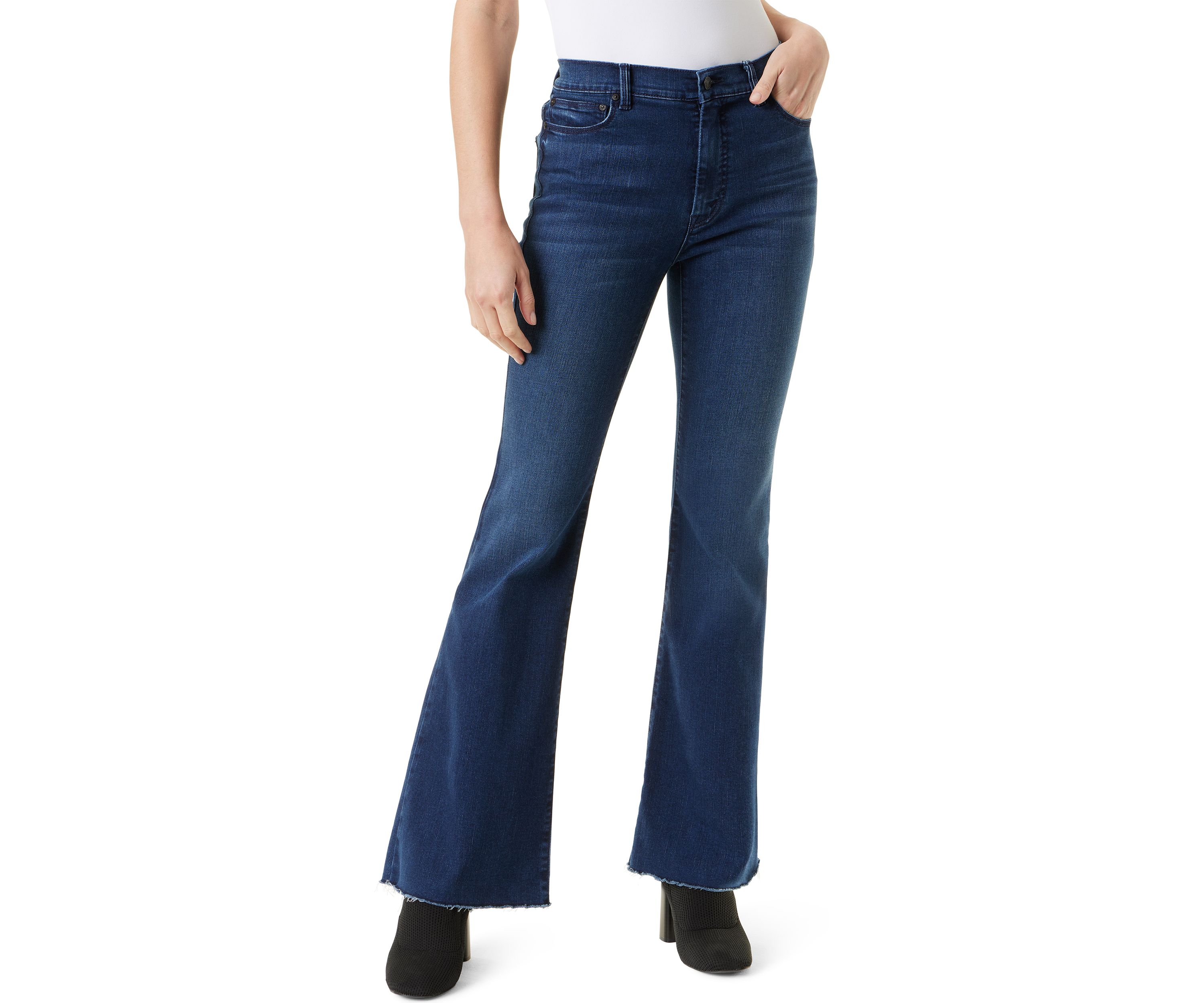 Womens Dakota Flare Jeans with Cut Hem