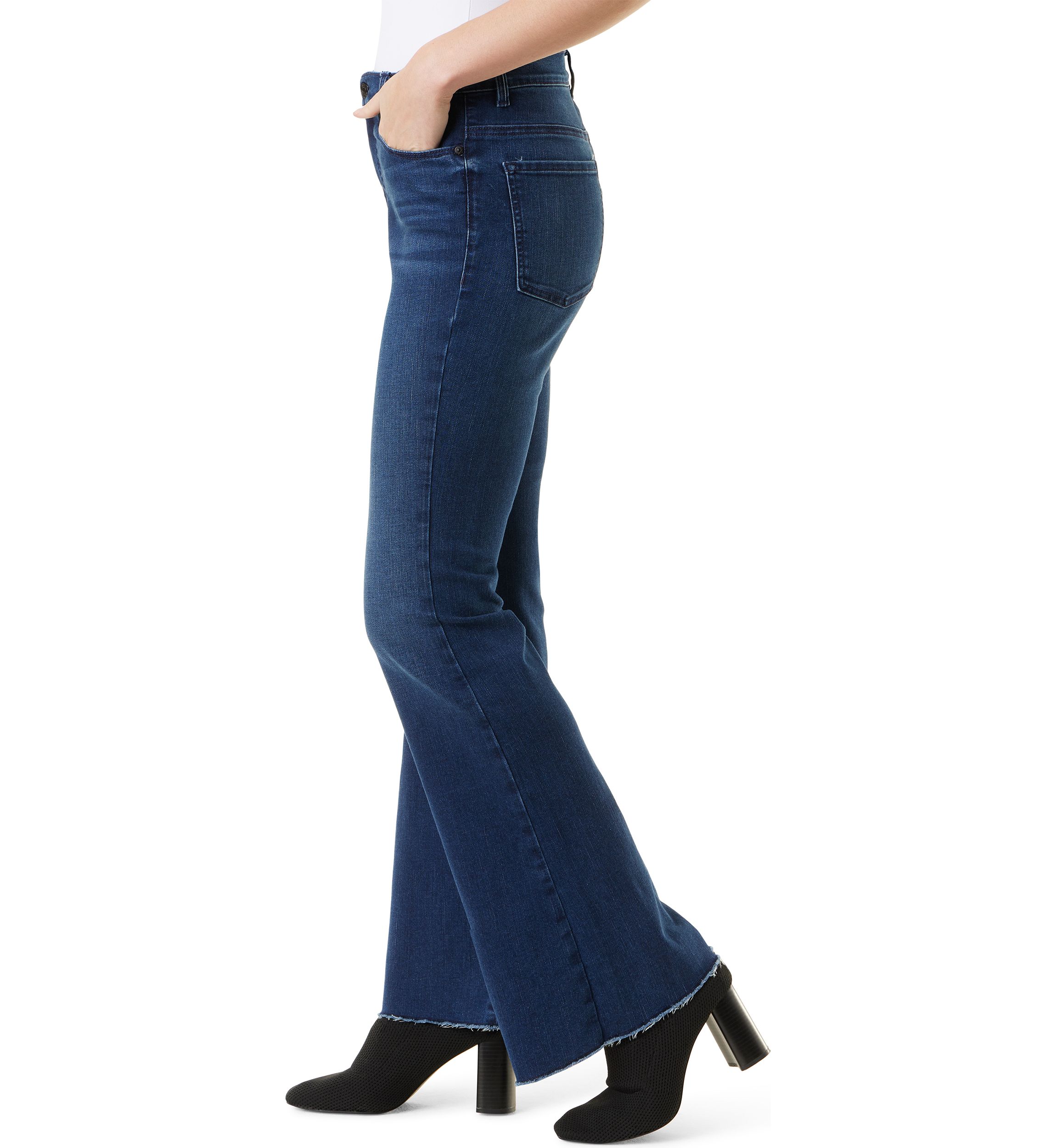 Womens Dakota Flare Jeans with Cut Hem