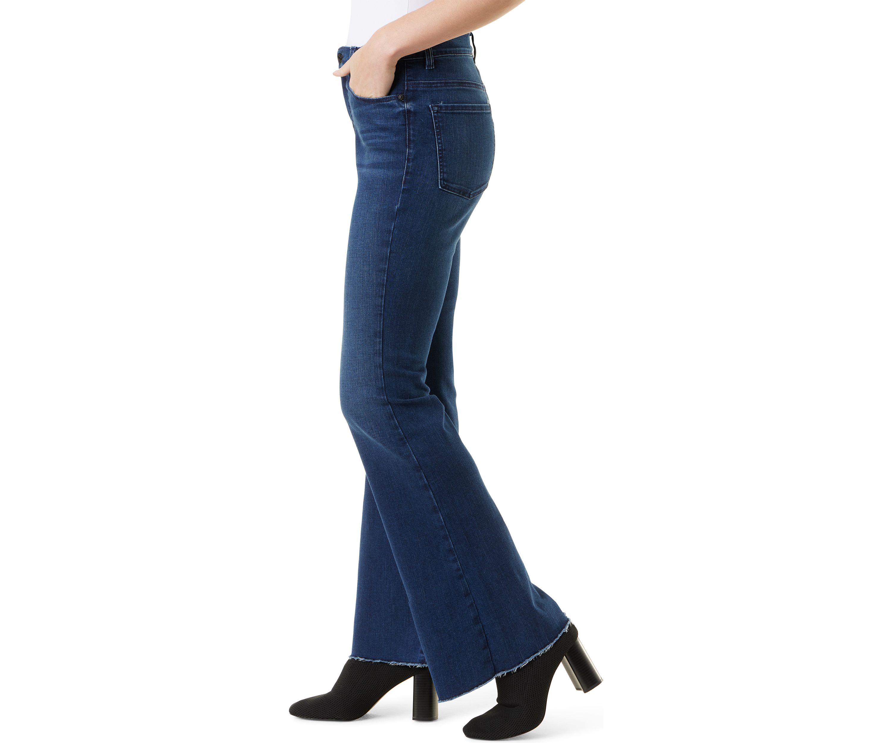 Womens Dakota Flare Jeans with Cut Hem