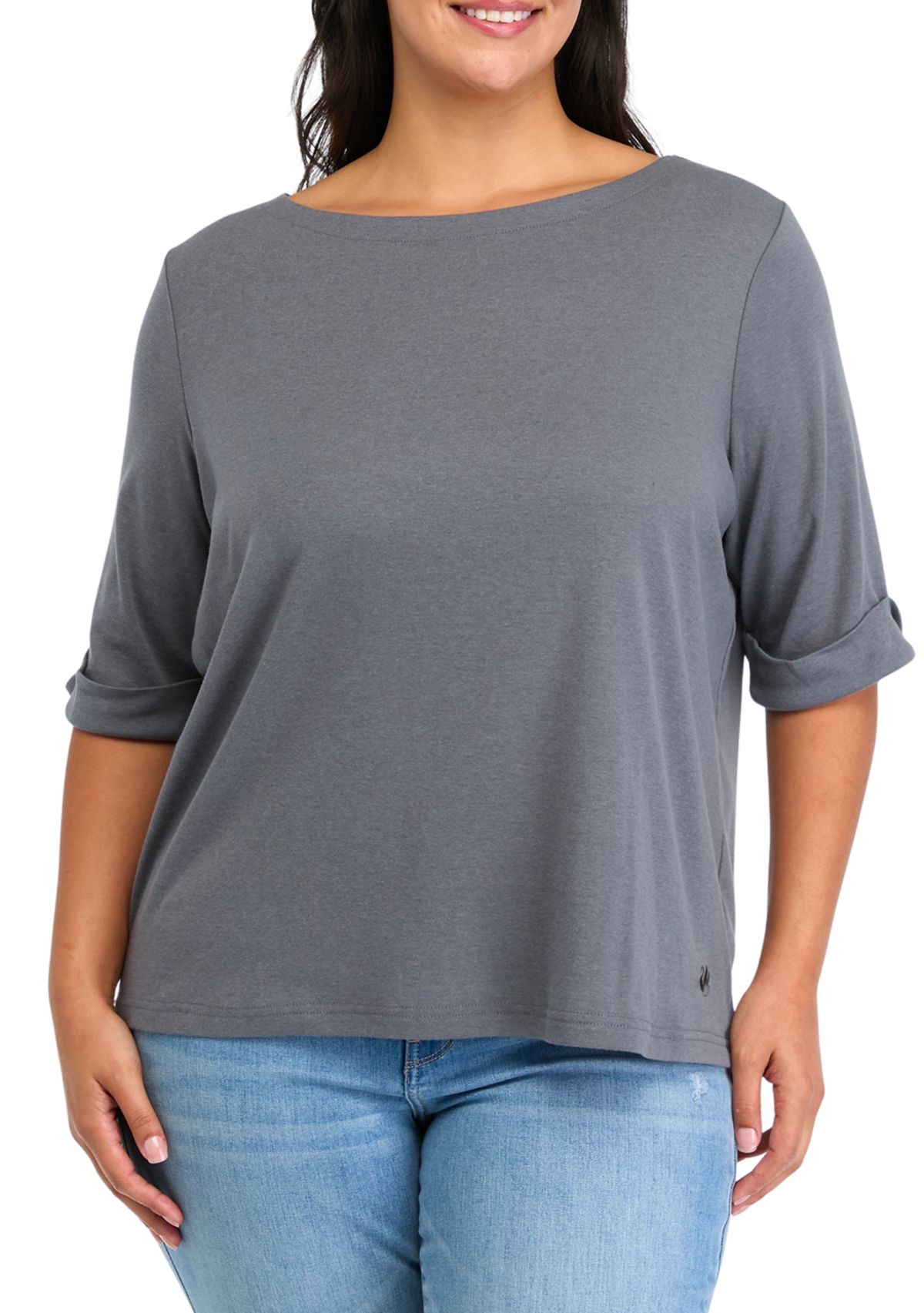 Plus Size Alanis Elbow Sleeve Knit Solid Top