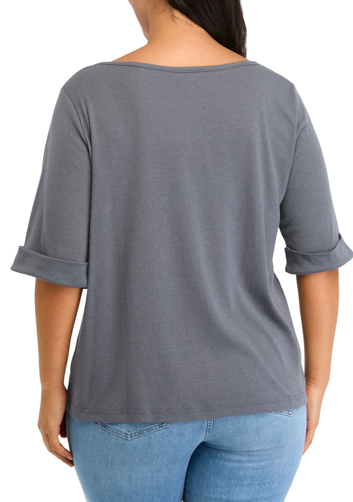 Plus Size Alanis Elbow Sleeve Knit Solid Top