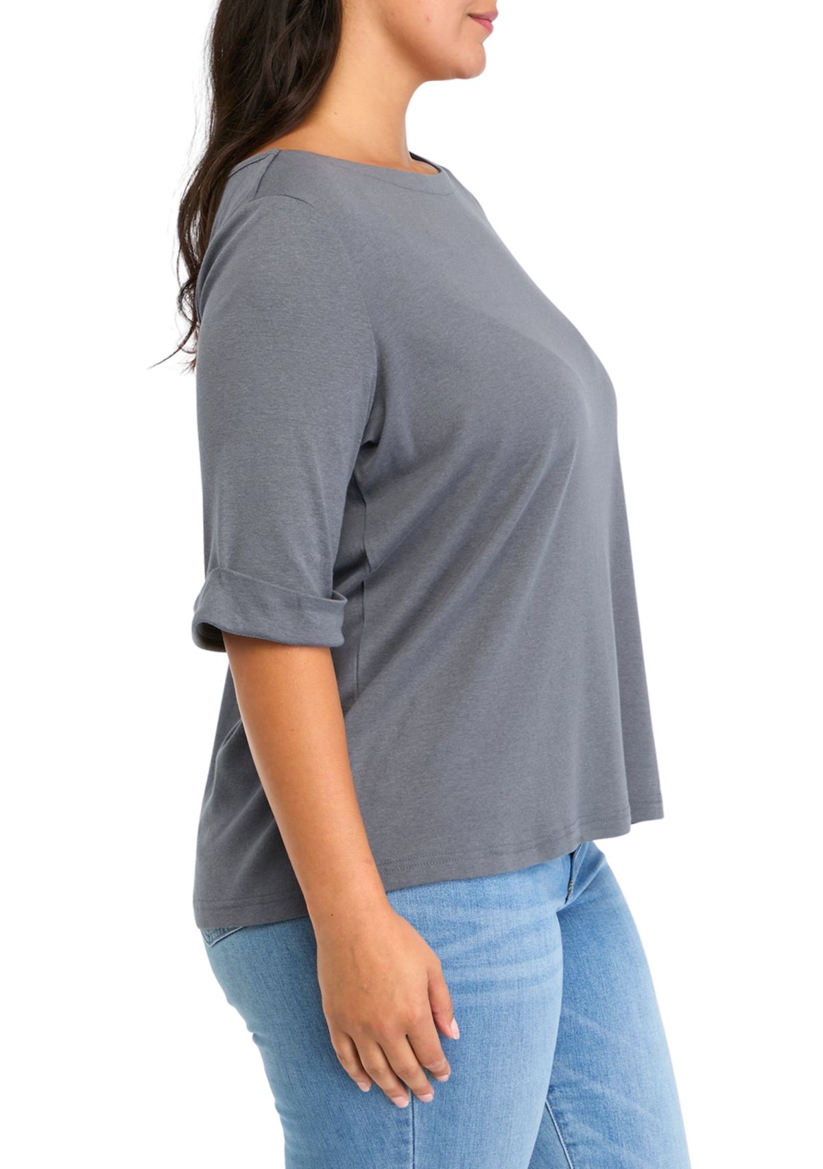 Plus Size Alanis Elbow Sleeve Knit Solid Top