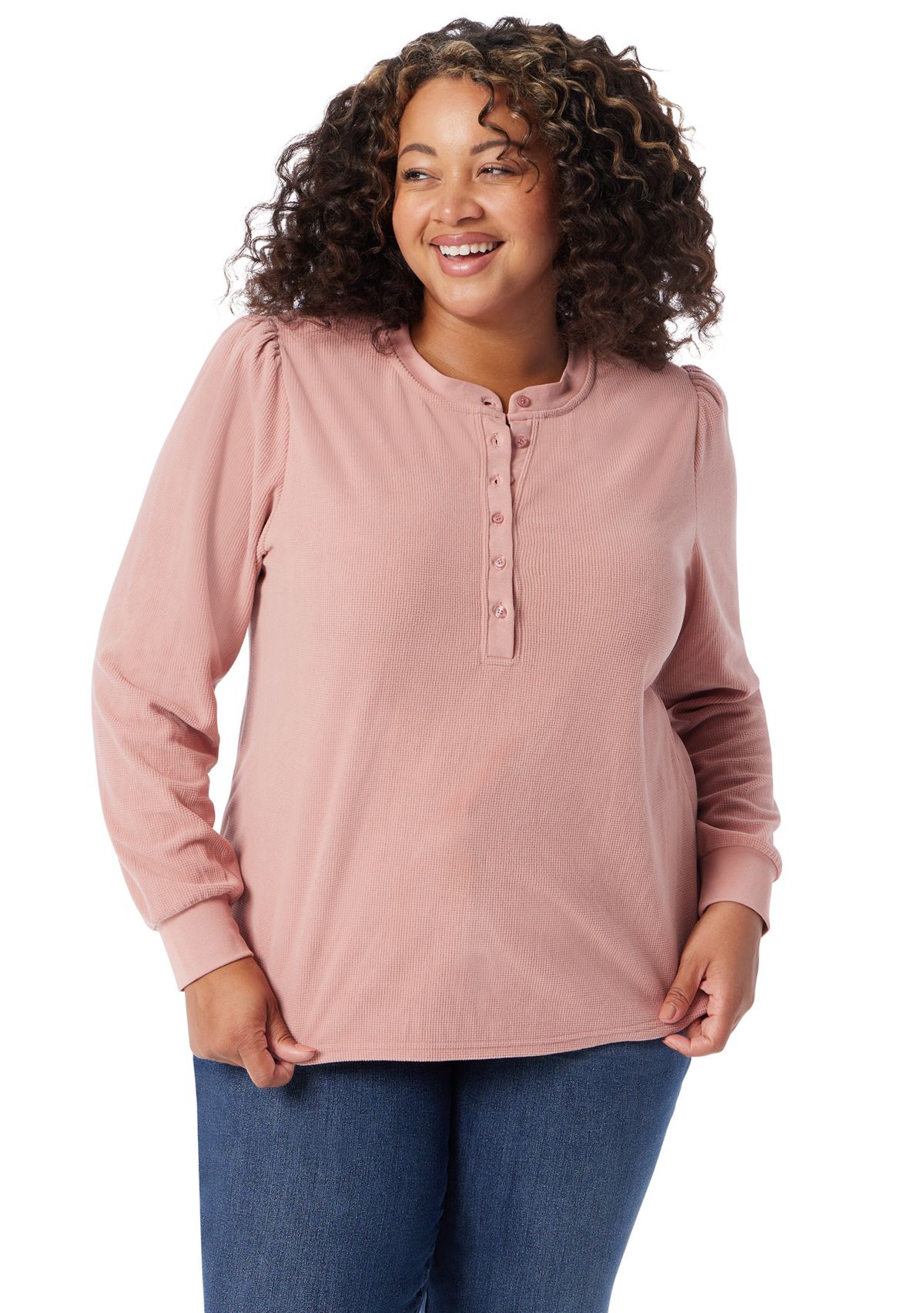 Plus Size Fatima Waffle Knit Henly Top