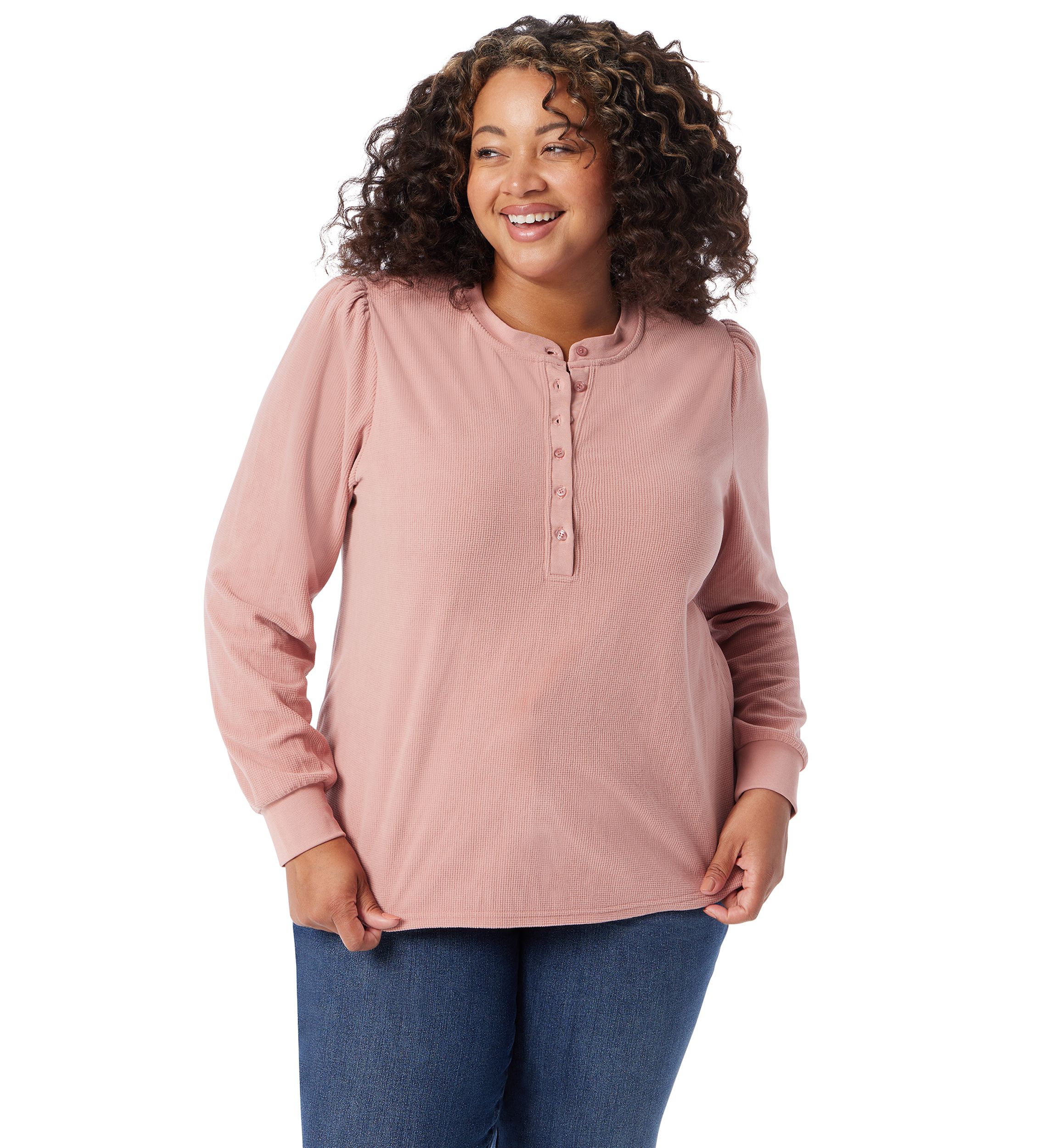 Plus Size Fatima Waffle Knit Henly Top