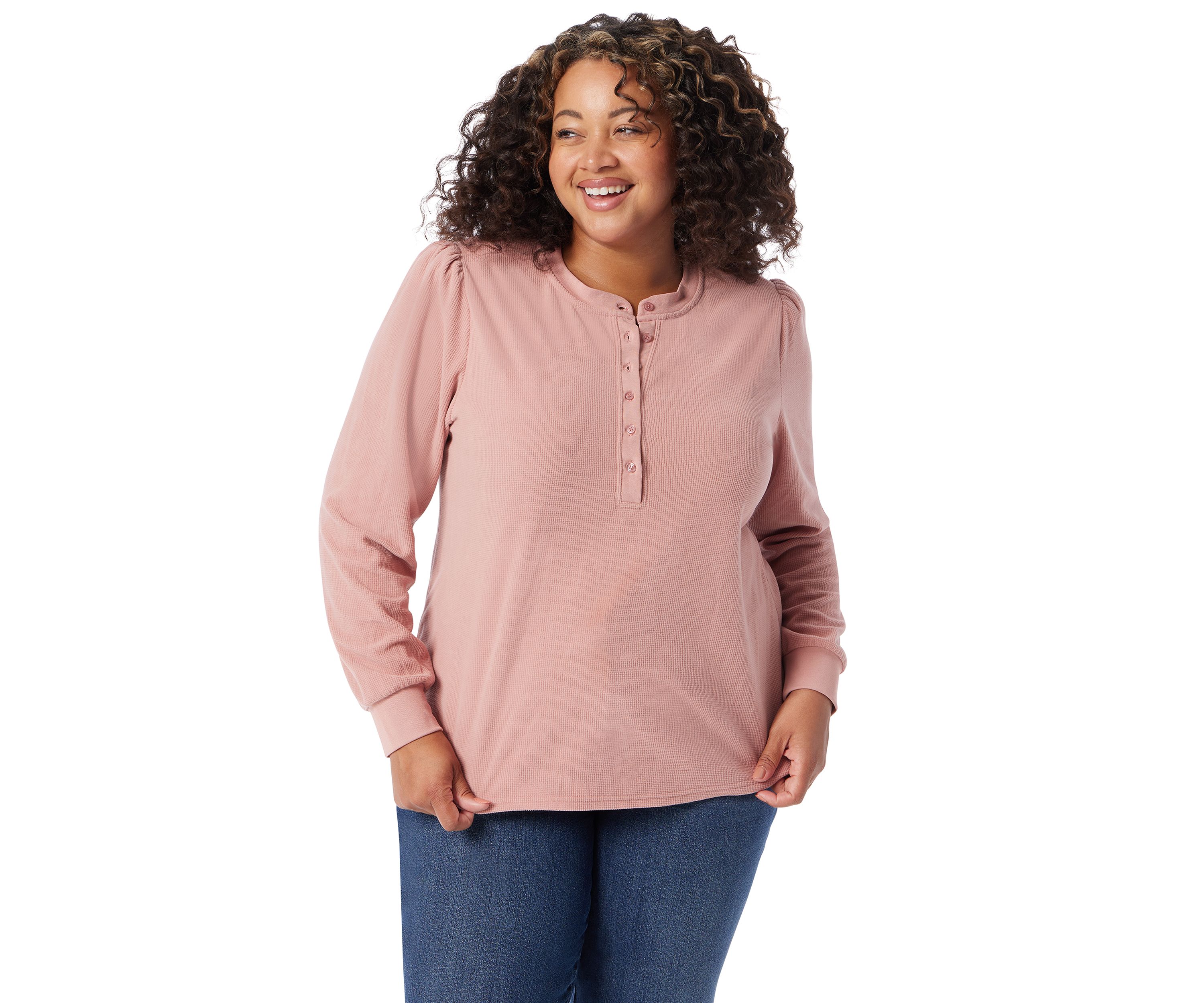 Plus Size Fatima Waffle Knit Henly Top