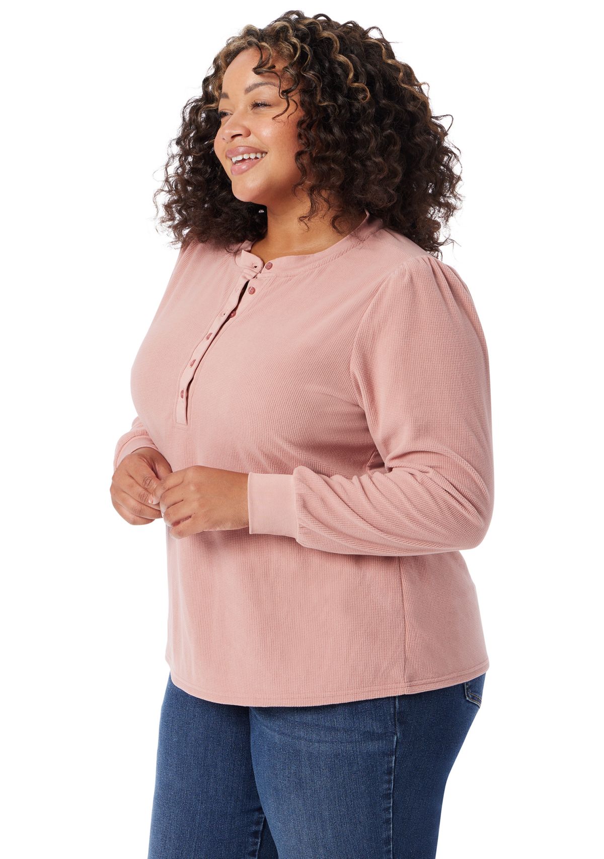 Plus Size Fatima Waffle Knit Henly Top