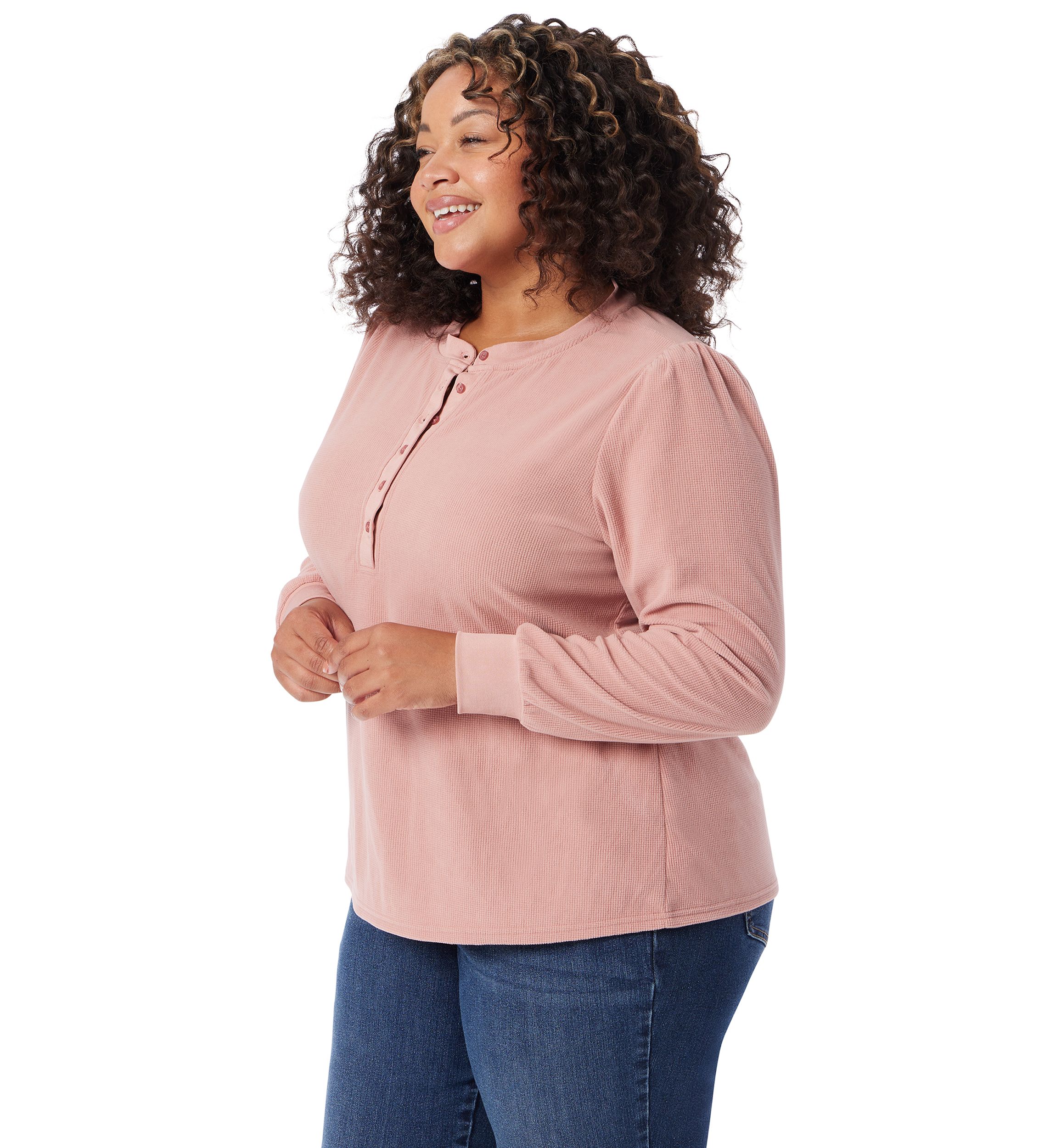 Plus Size Fatima Waffle Knit Henly Top