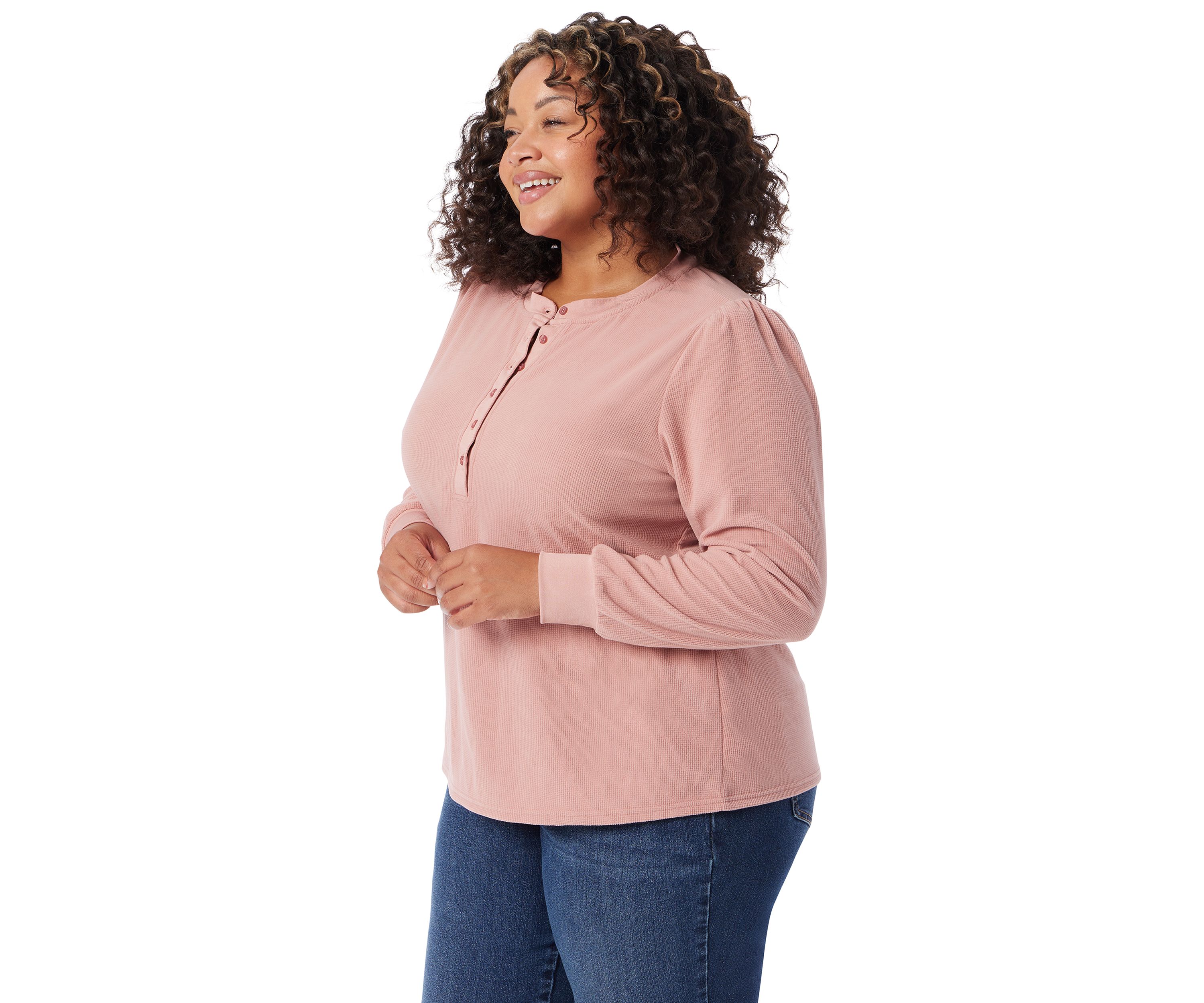 Plus Size Fatima Waffle Knit Henly Top