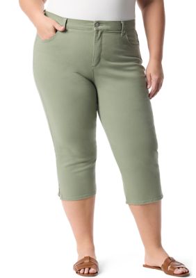 Gloria Vanderbilt Women's Plus Size Amanda Capri Pants, Sage, 16W -  0029041827384