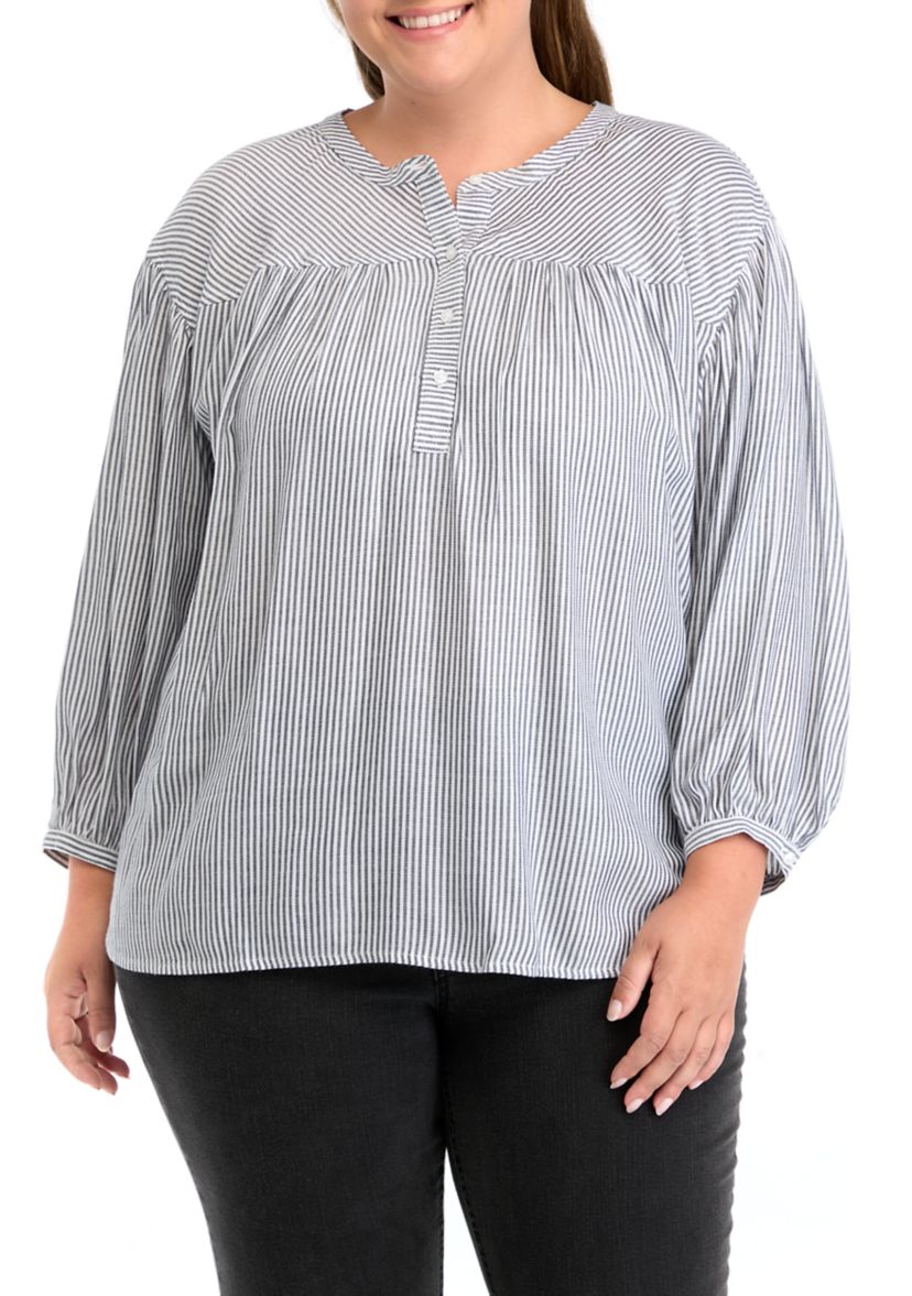 Plus Size Doral Henley Woven Shirt