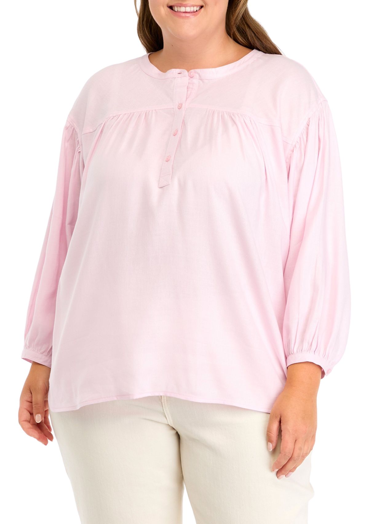 Plus Size Doral Henley Woven Blouse