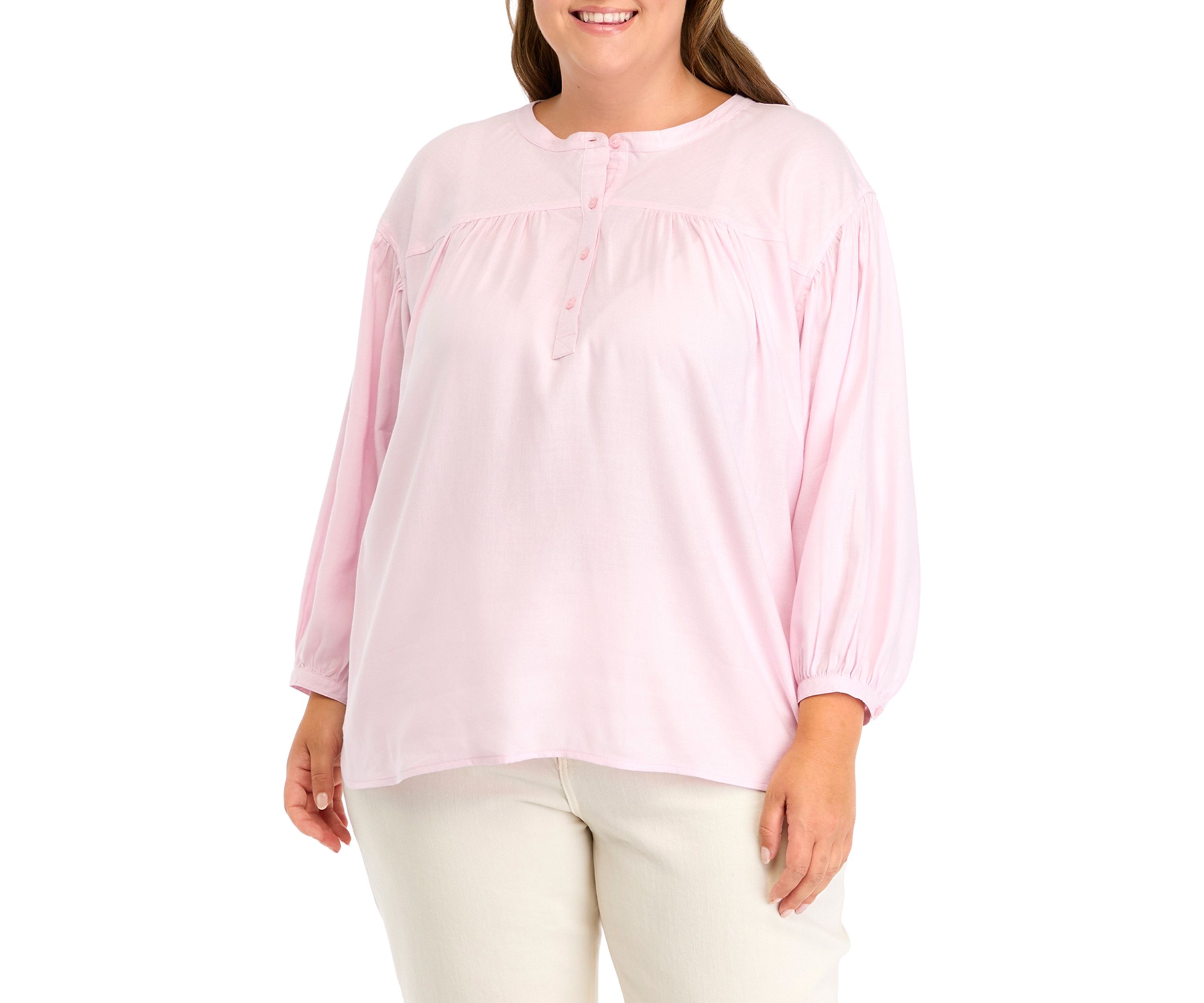 Plus Size Doral Henley Woven Blouse