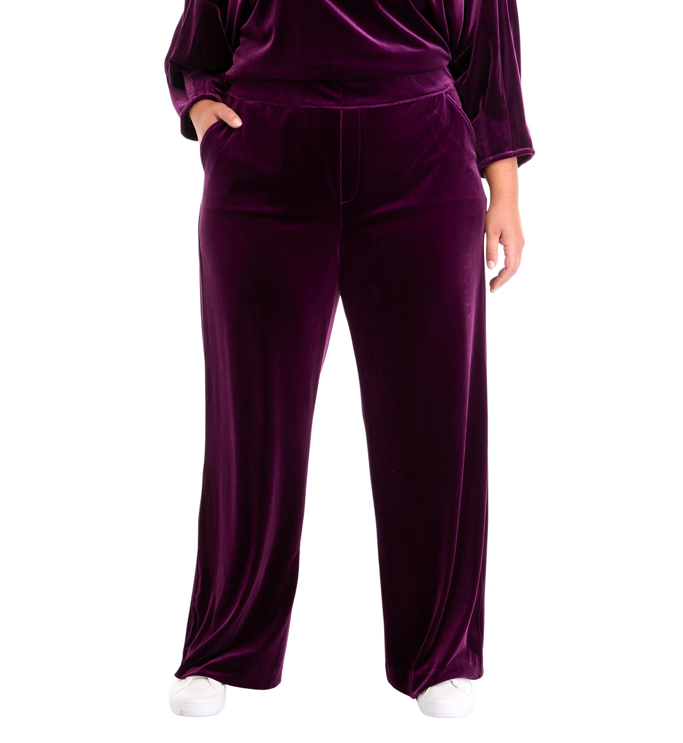 Plus Size Shape Effect Wide Leg Velvet Pants