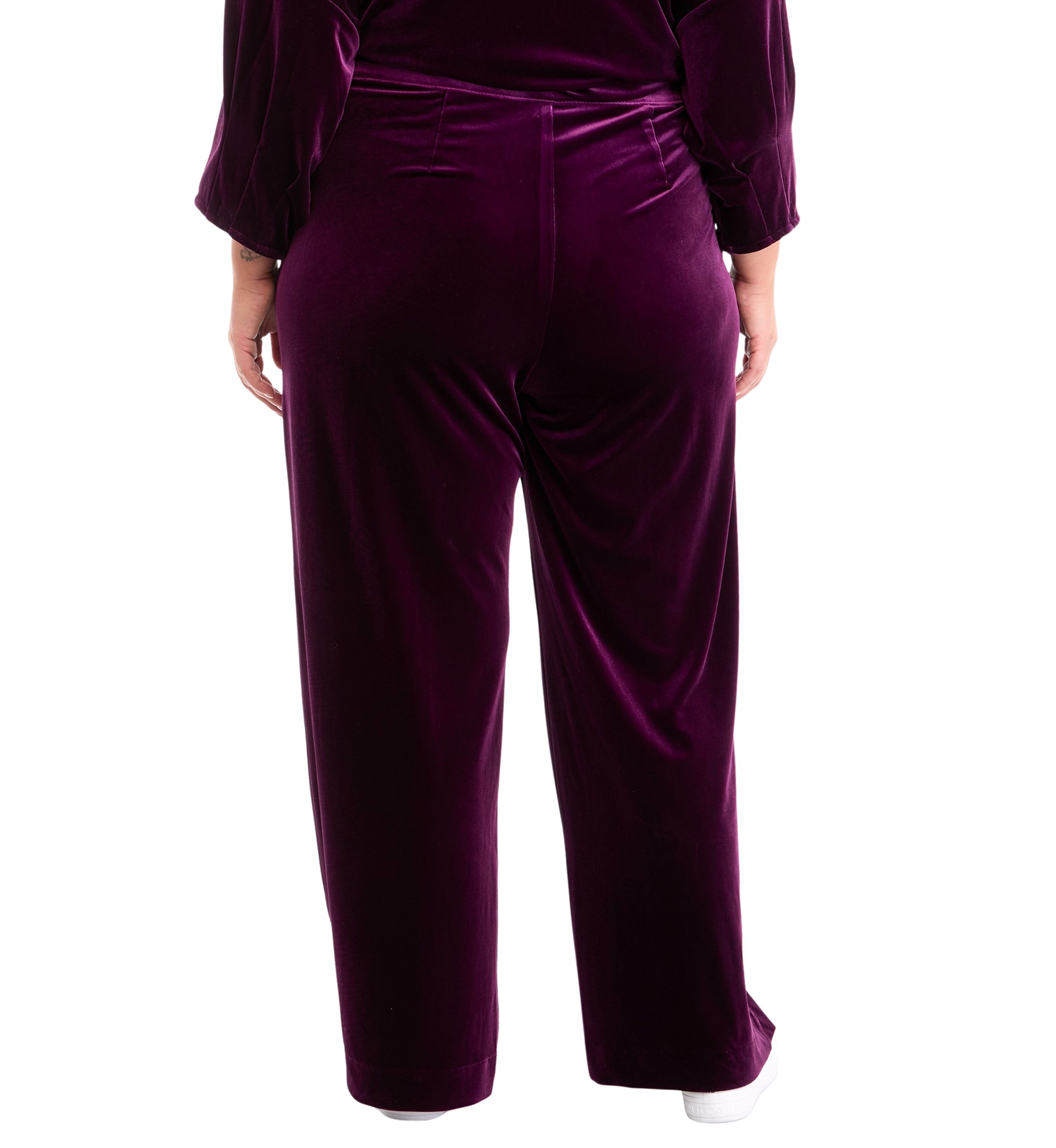 Plus Size Shape Effect Wide Leg Velvet Pants