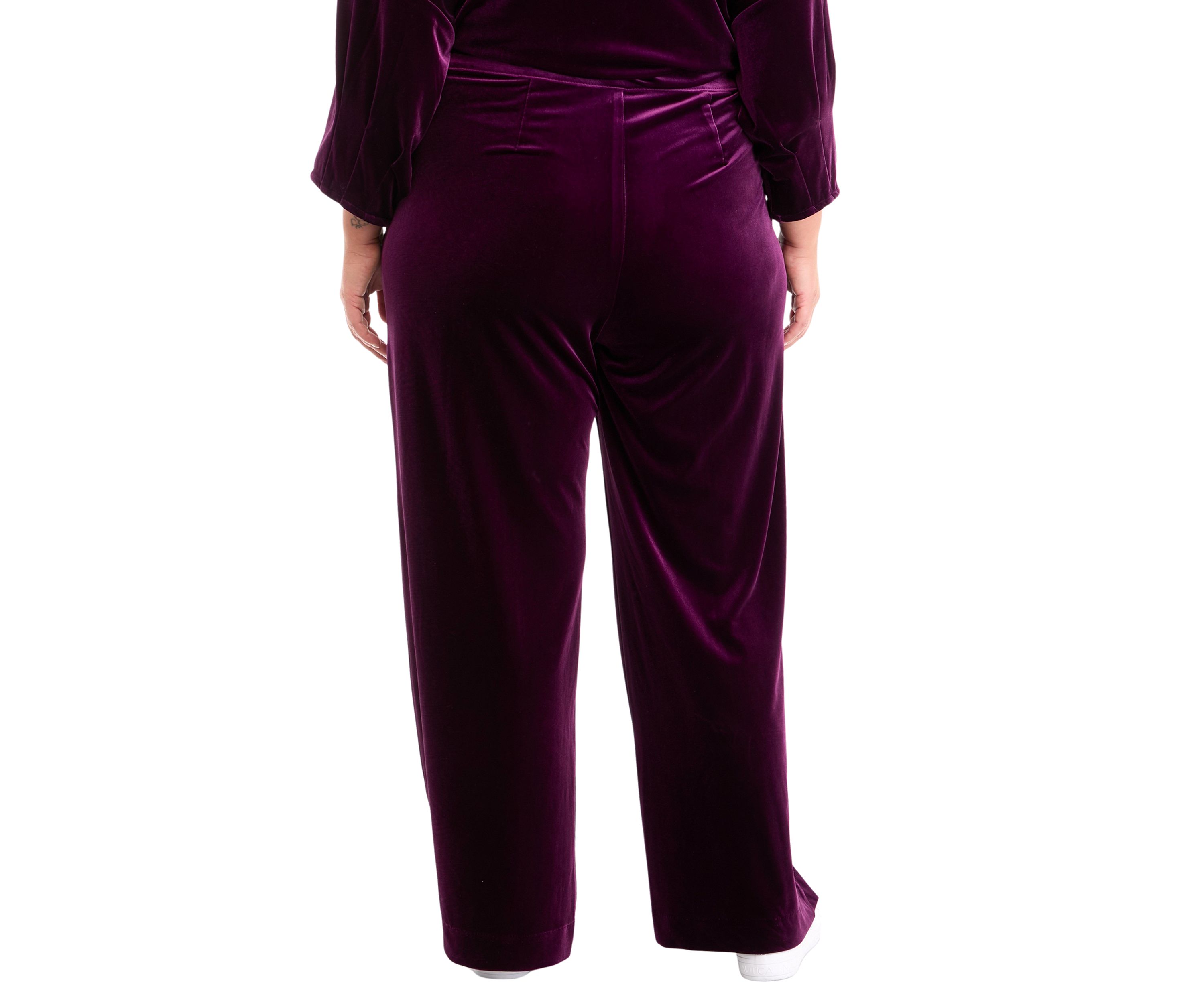 Plus Size Shape Effect Wide Leg Velvet Pants