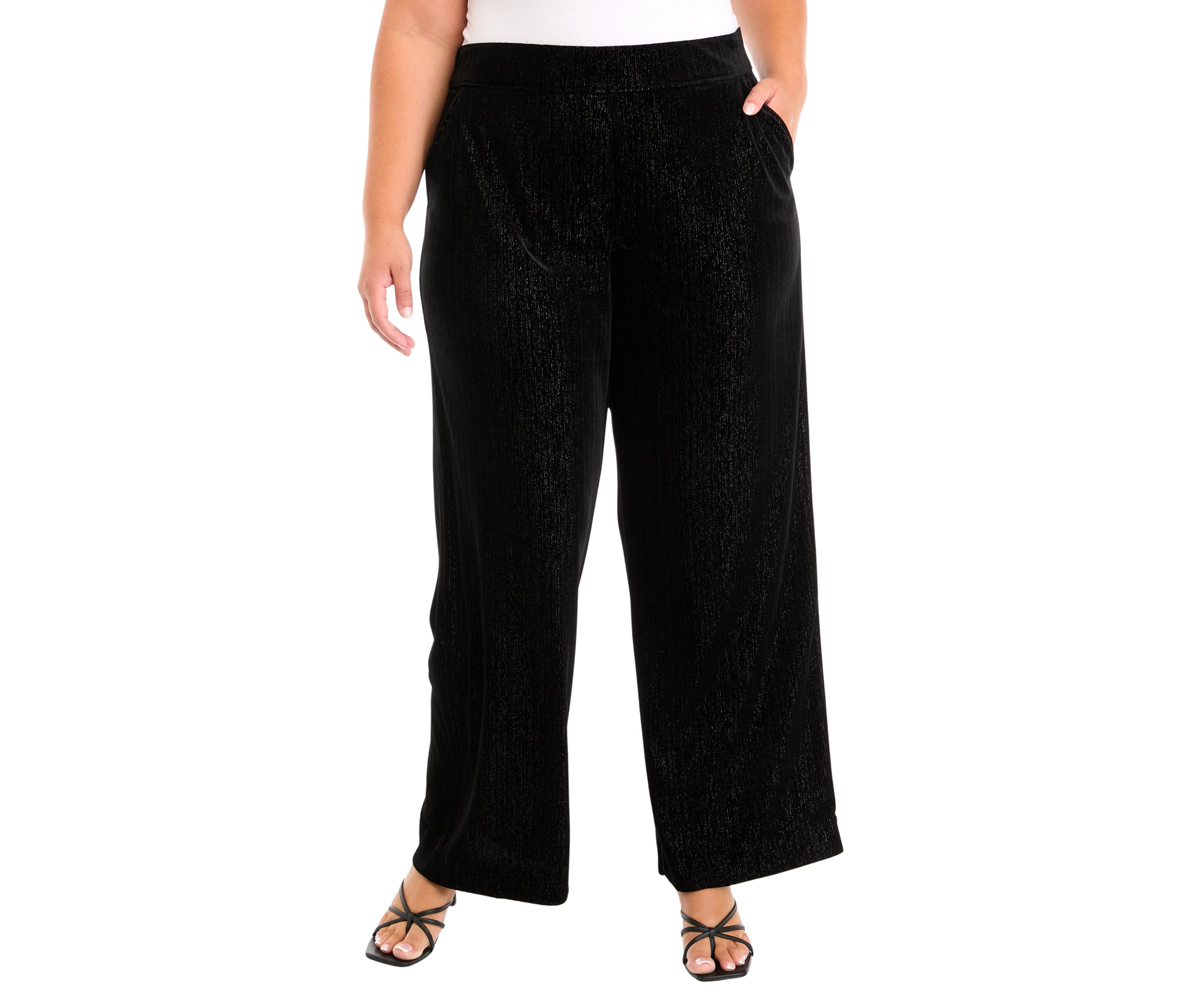 Plus Size Shape Effect Wide Leg Velvet Pants