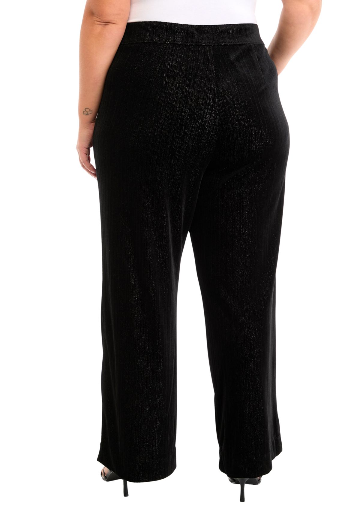 Plus Size Shape Effect Wide Leg Velvet Pants